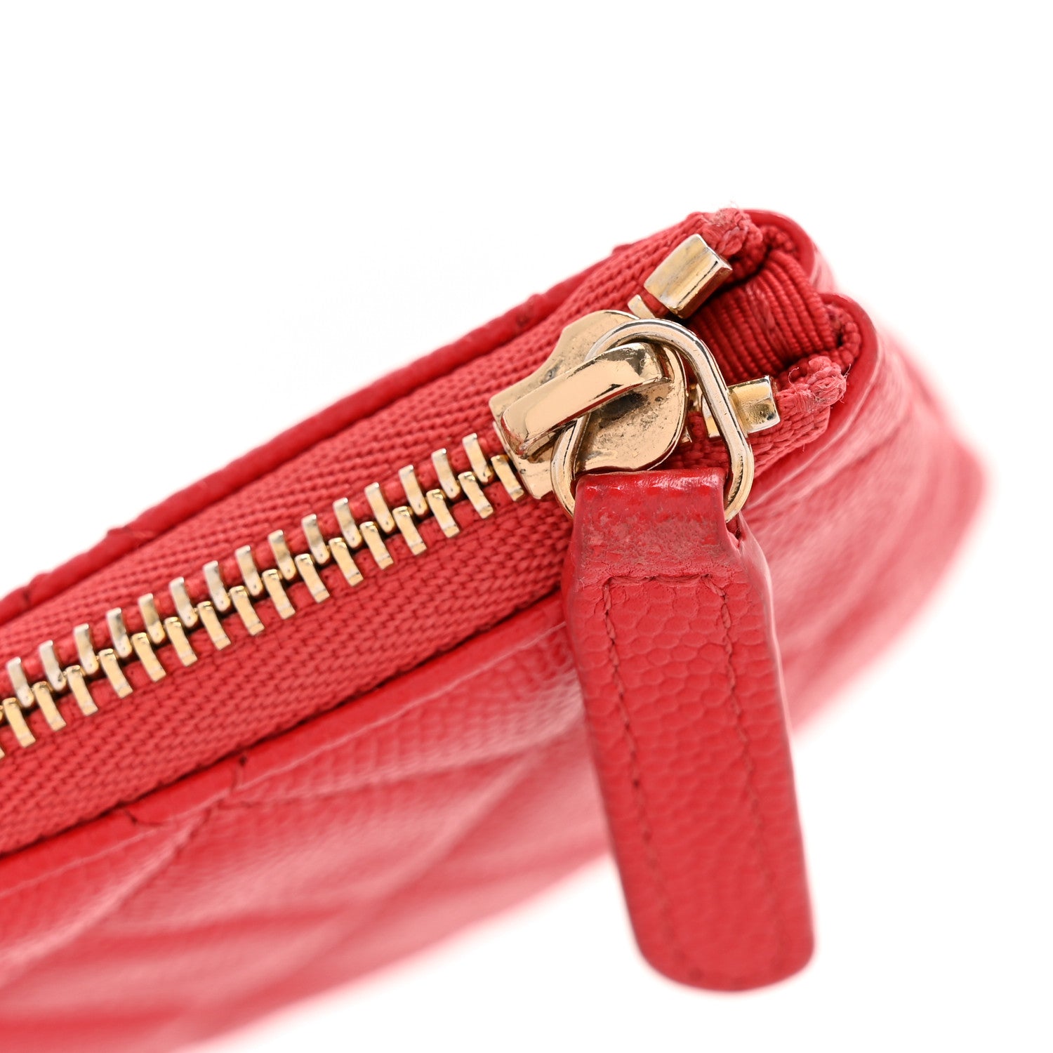 Caviar Quilted Small Cosmetic Case Dark Pink