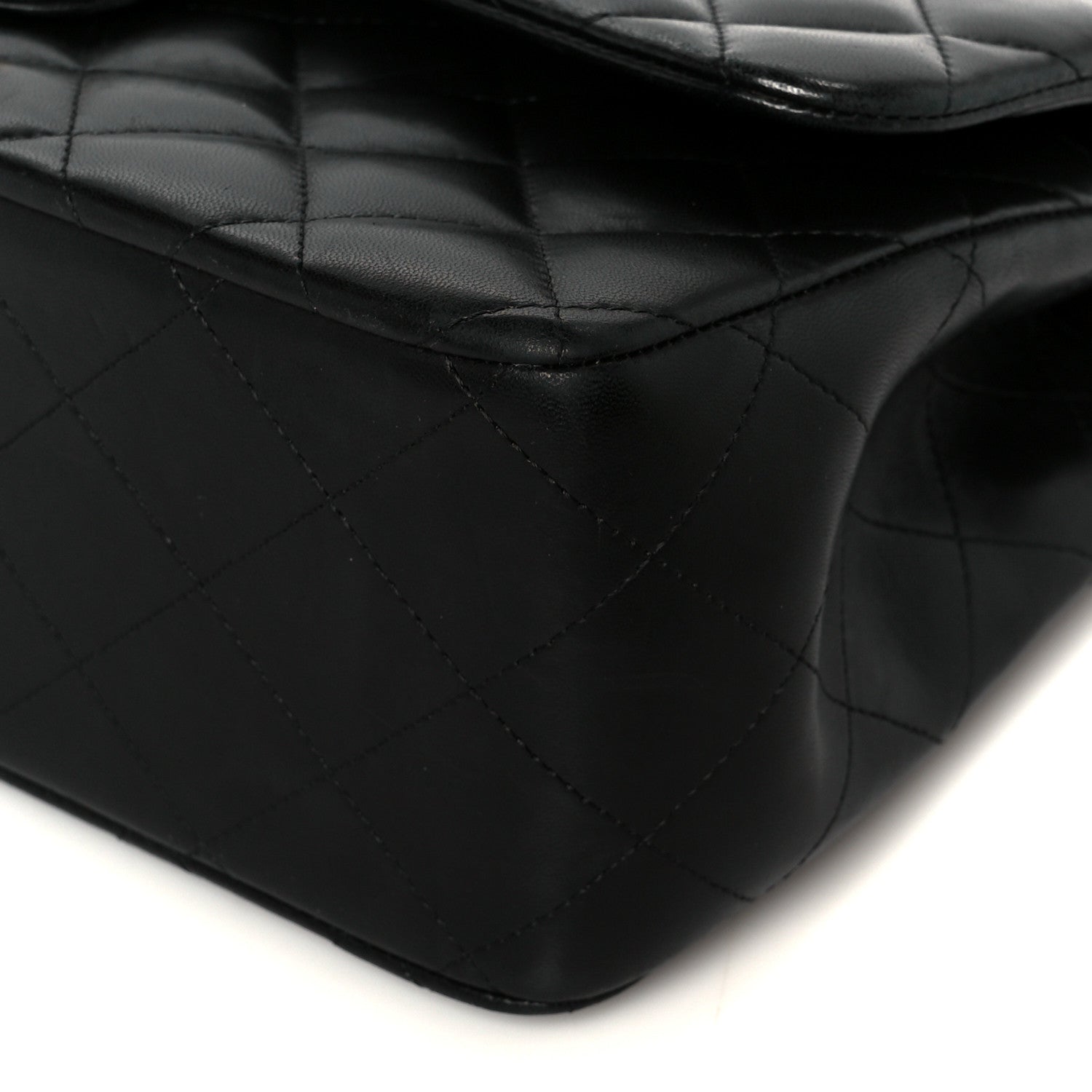 Lambskin Quilted Jumbo Double Flap Black