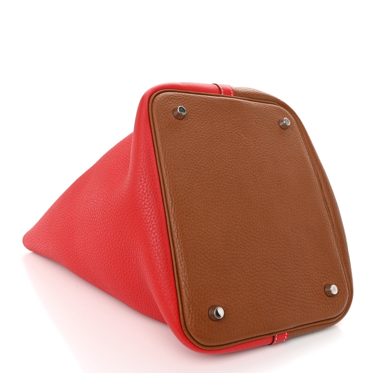 Taurillon Clemence Casaque Picotin Lock 22 MM Gold Rouge De Coeur