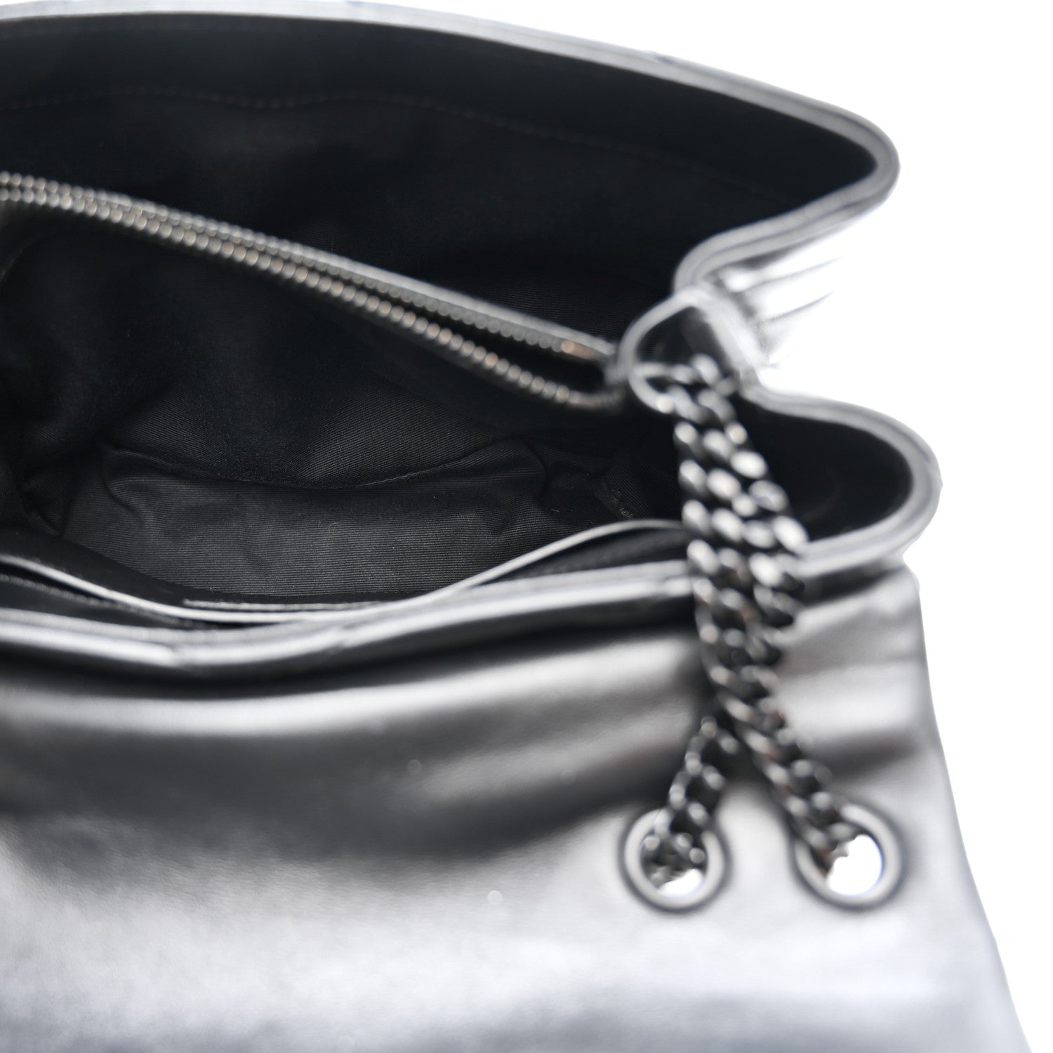 Calfskin Y Quilted Monogram Monochrome Small Loulou Chain Satchel Black