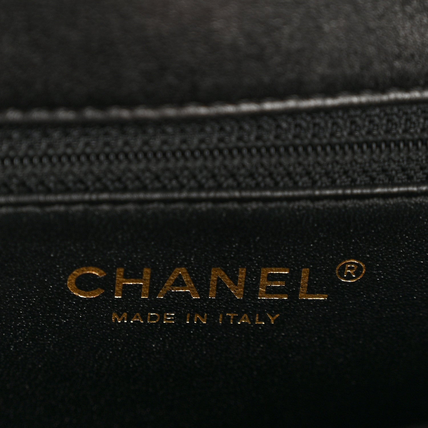 Lambskin Reversed Chevron Quilted Flap Black