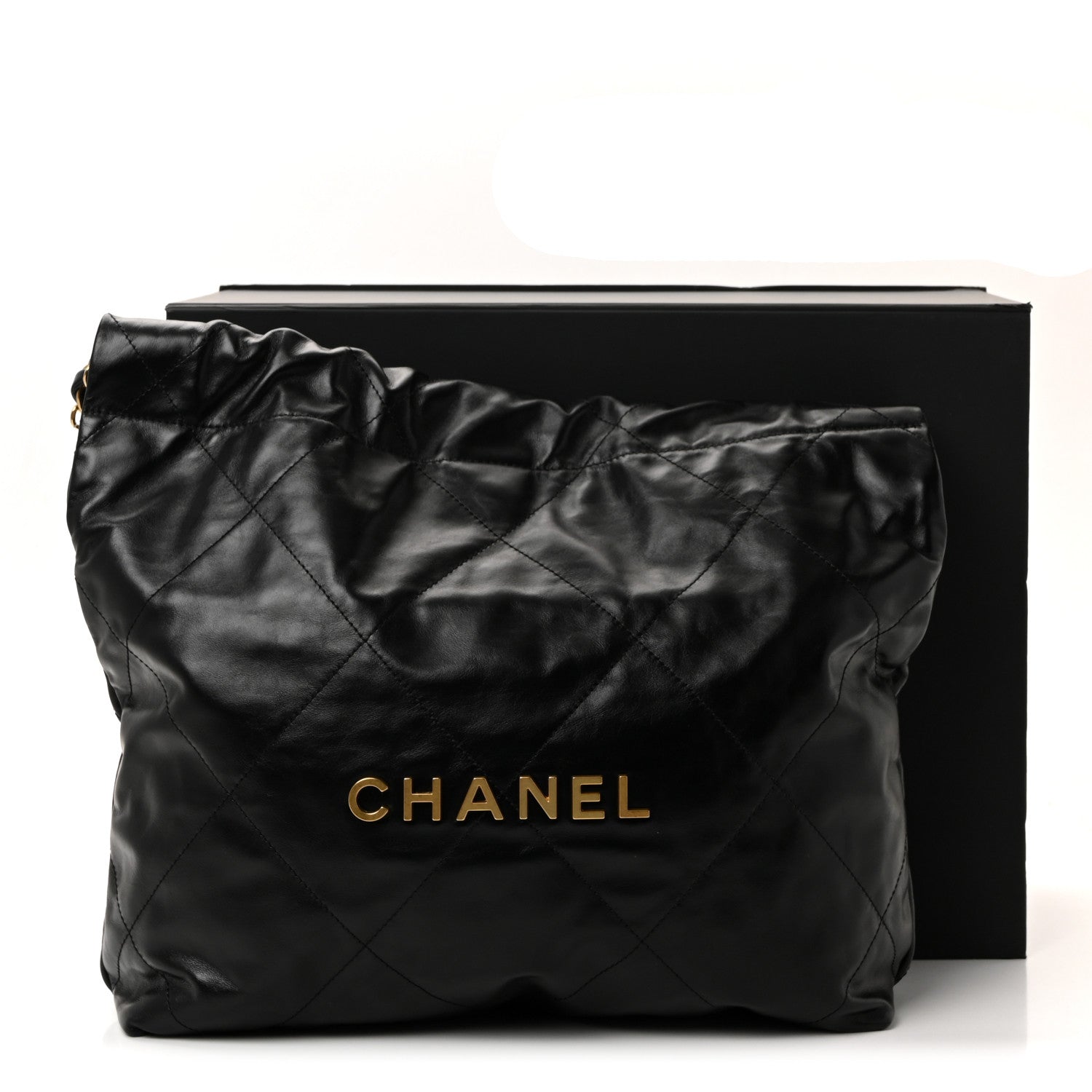Shiny Calfskin Quilted Small Chanel 22 Black