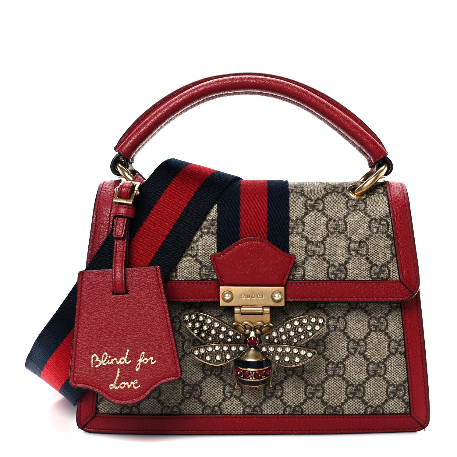 GG Supreme Monogram Small Queen Margaret Top Handle Bag Red