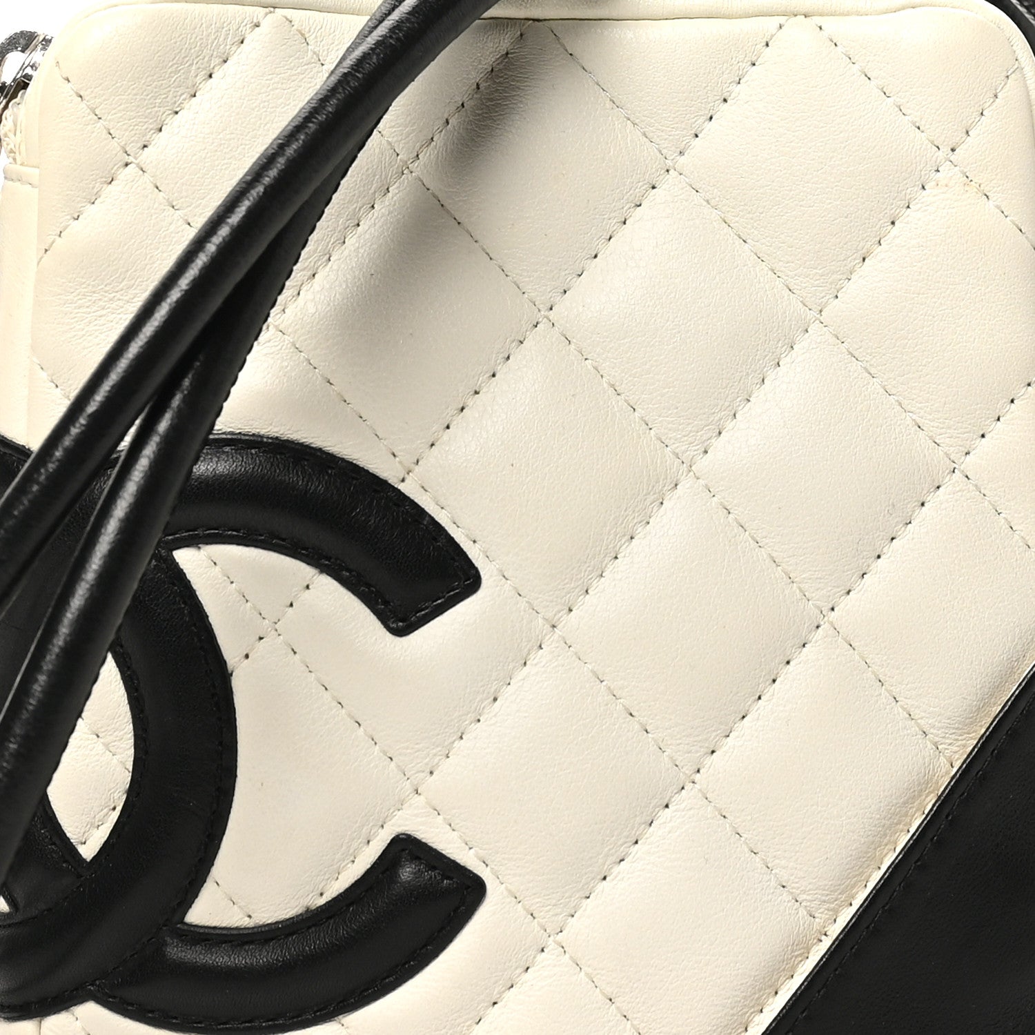 Calfskin Quilted Cambon Small Messenger White Black