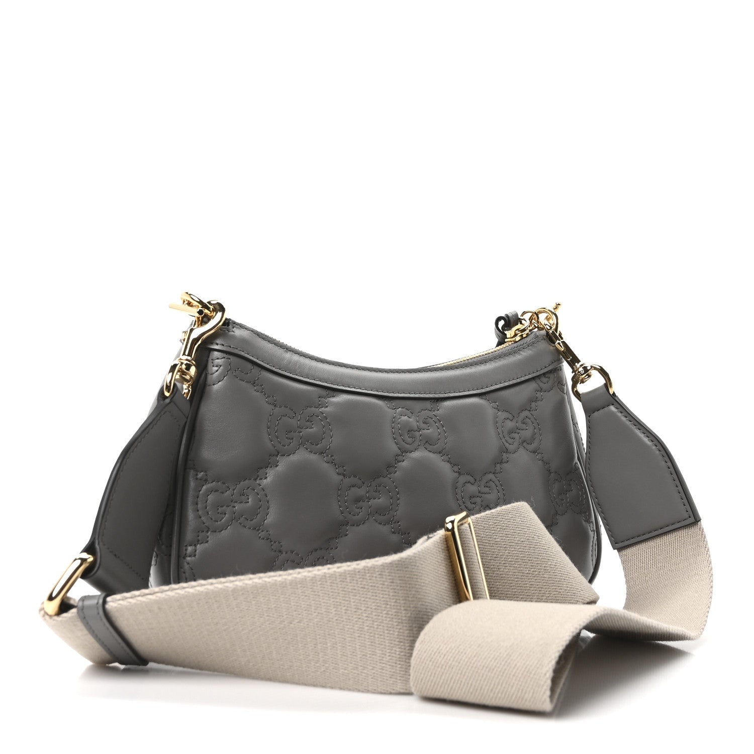 Calfskin GG Matelasse Chain Handbag Dusty Grey Natural