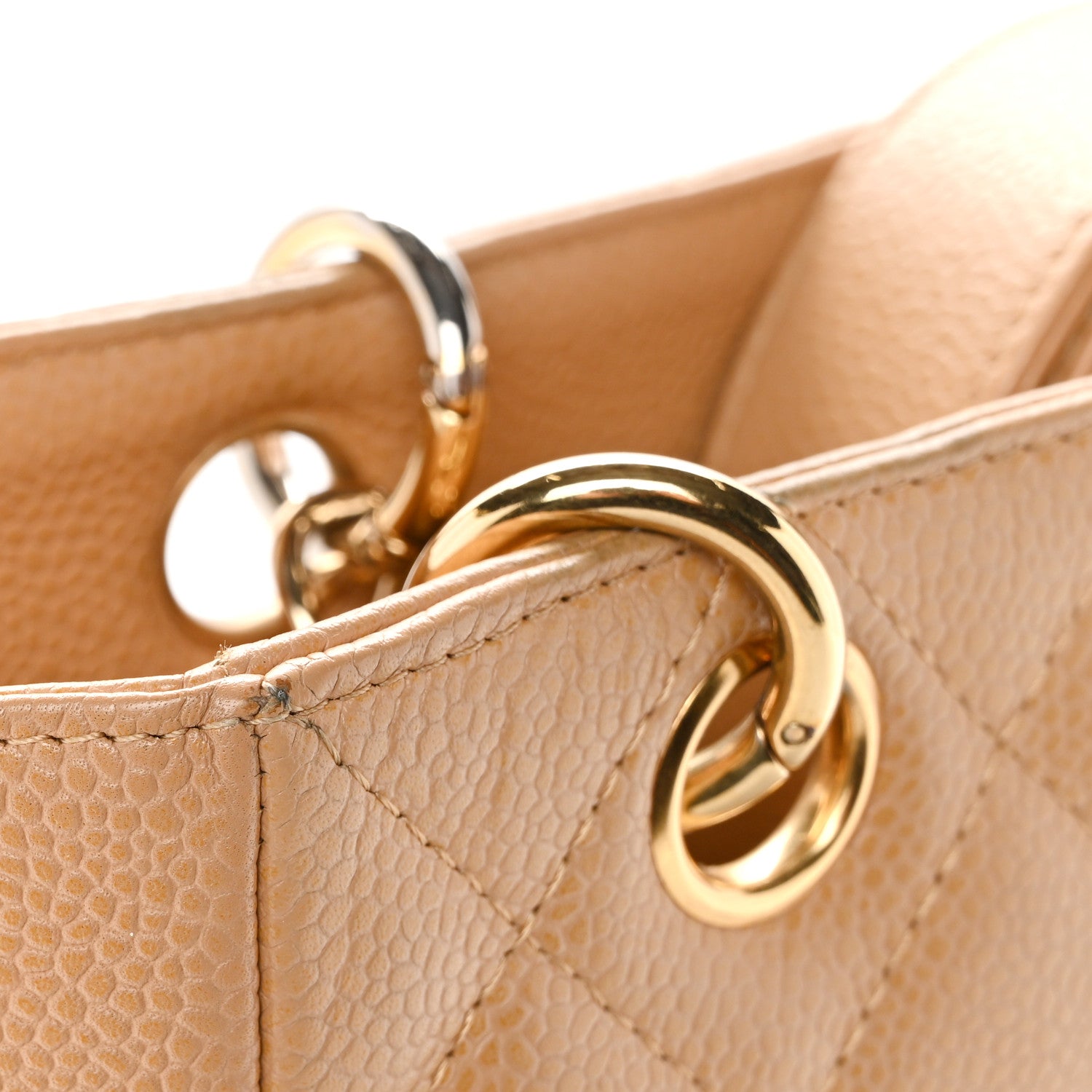 Caviar Quilted Petit Shopping Tote PST Dark Beige