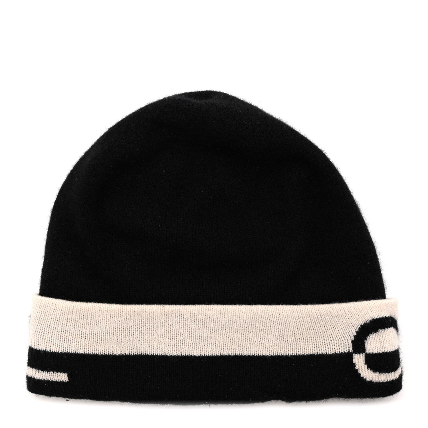 Cashmere Logo Beanie Hat Black White