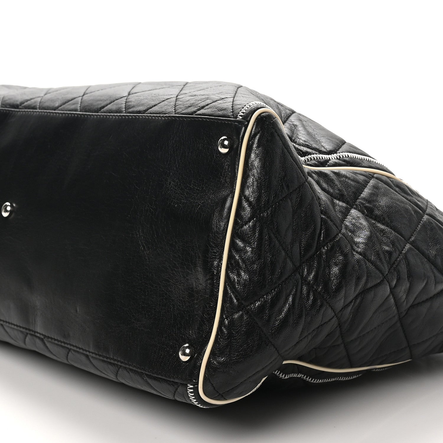 Lambskin Quilted Large East West Tote Black