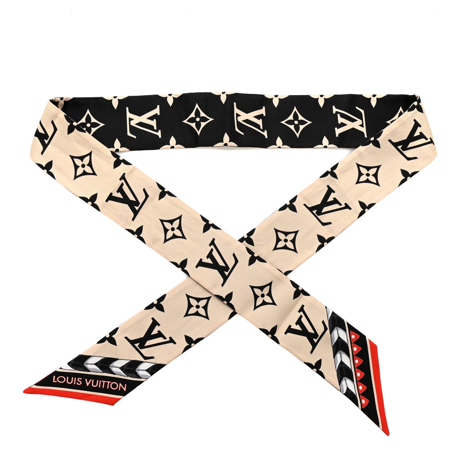 Silk Monogram LV Crafty Bi Color BB Bandeau Black Cream