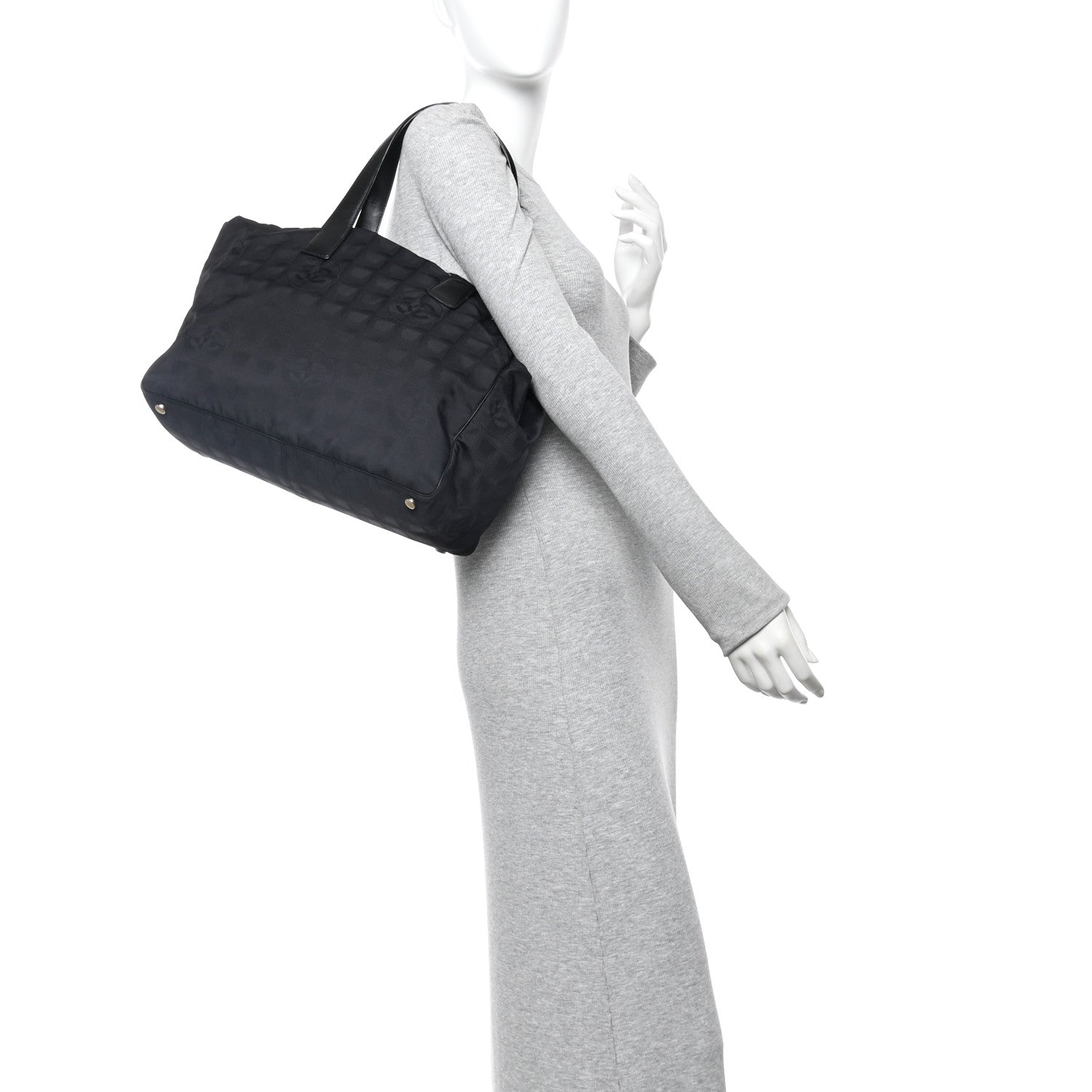 Nylon Large Travel Tote Black