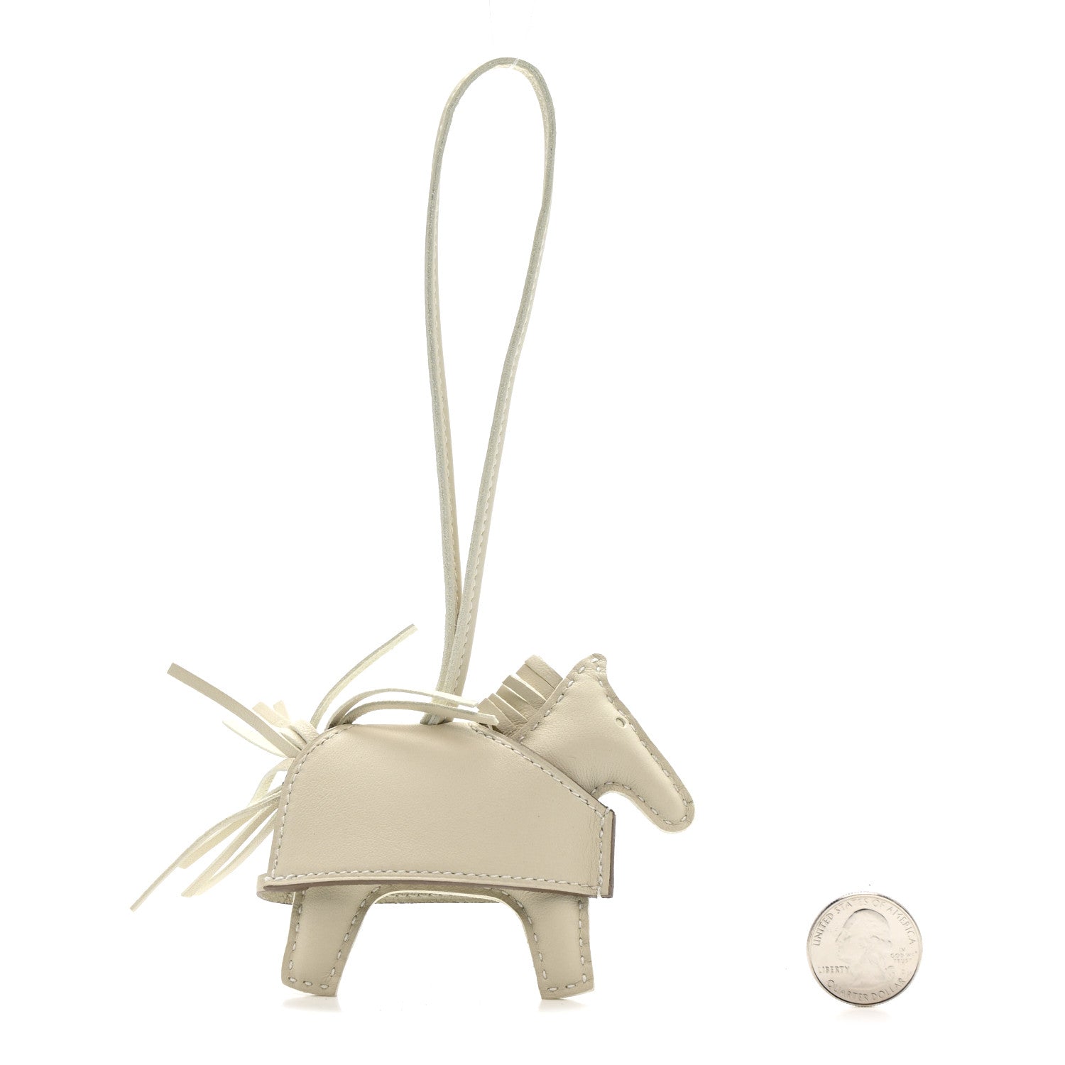 Milo Lambskin Studded Grigri Rodeo Robeo Rock Horse Bag Charm PM Craie