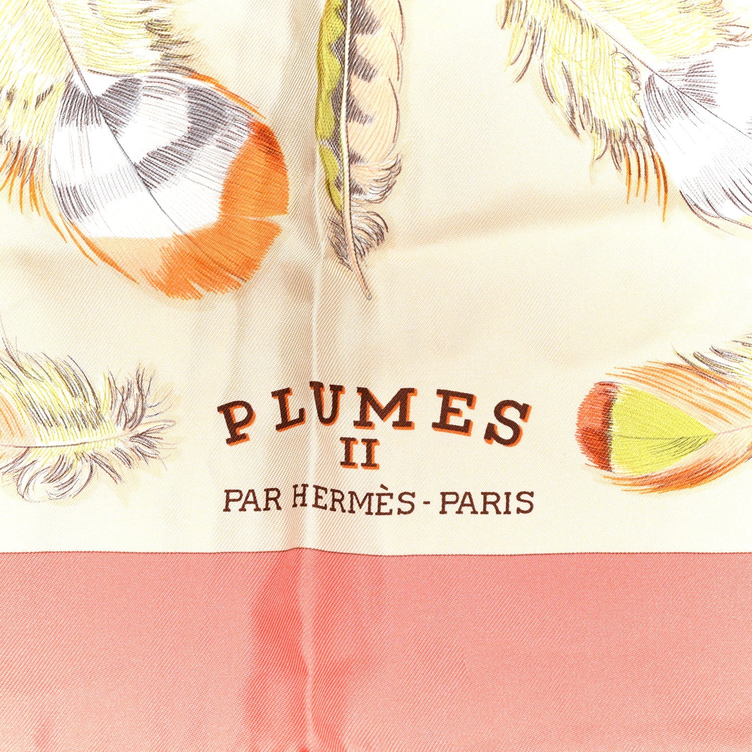 Silk Plumes II Scarf 90 Corail Beige Rose Pale