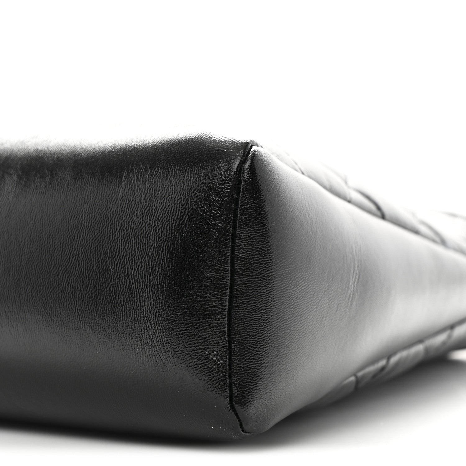 Shiny Lambskin Quilted 31 Shopping Bag Black