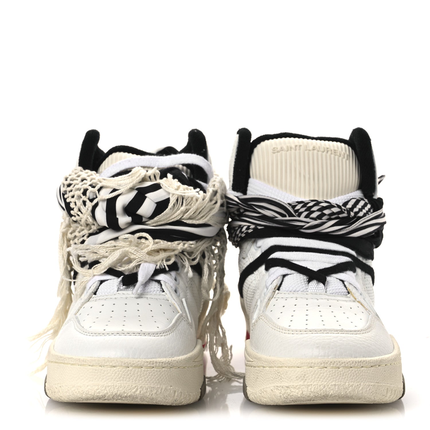 Calfskin Smith High Top Sneakers 36 White Black