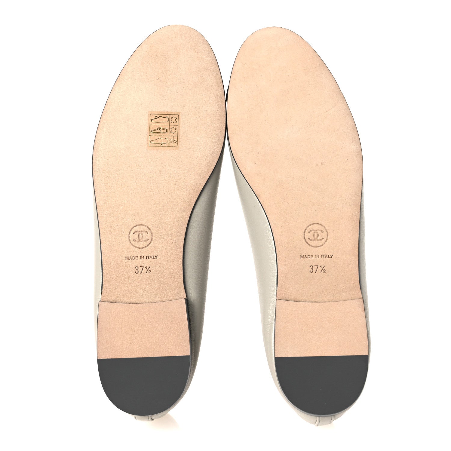 Lambskin Cap Toe CC Ballerina Flats 37.5 Light Gray Dark Gray