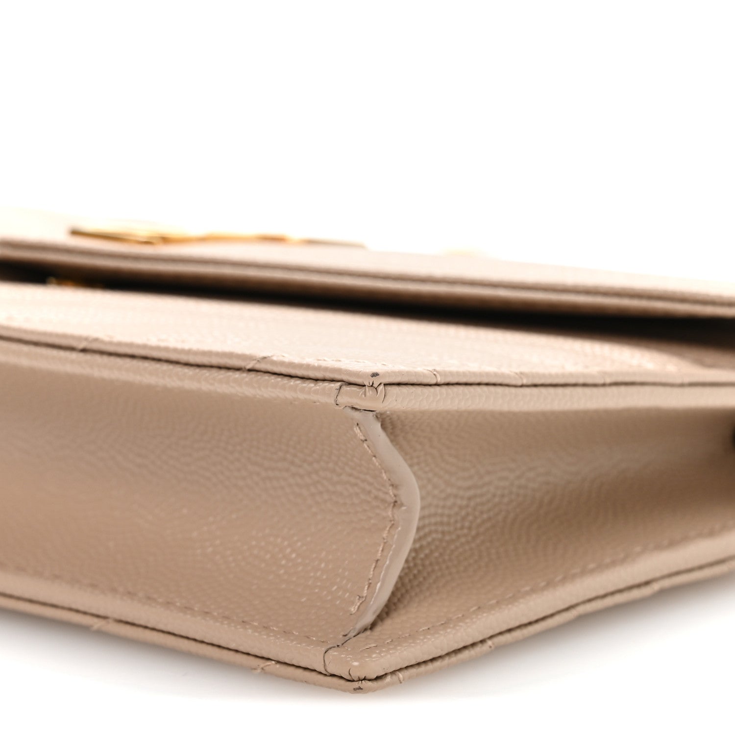 Grain De Poudre Matelasse Chevron Monogram Envelope Chain Wallet Dark Beige