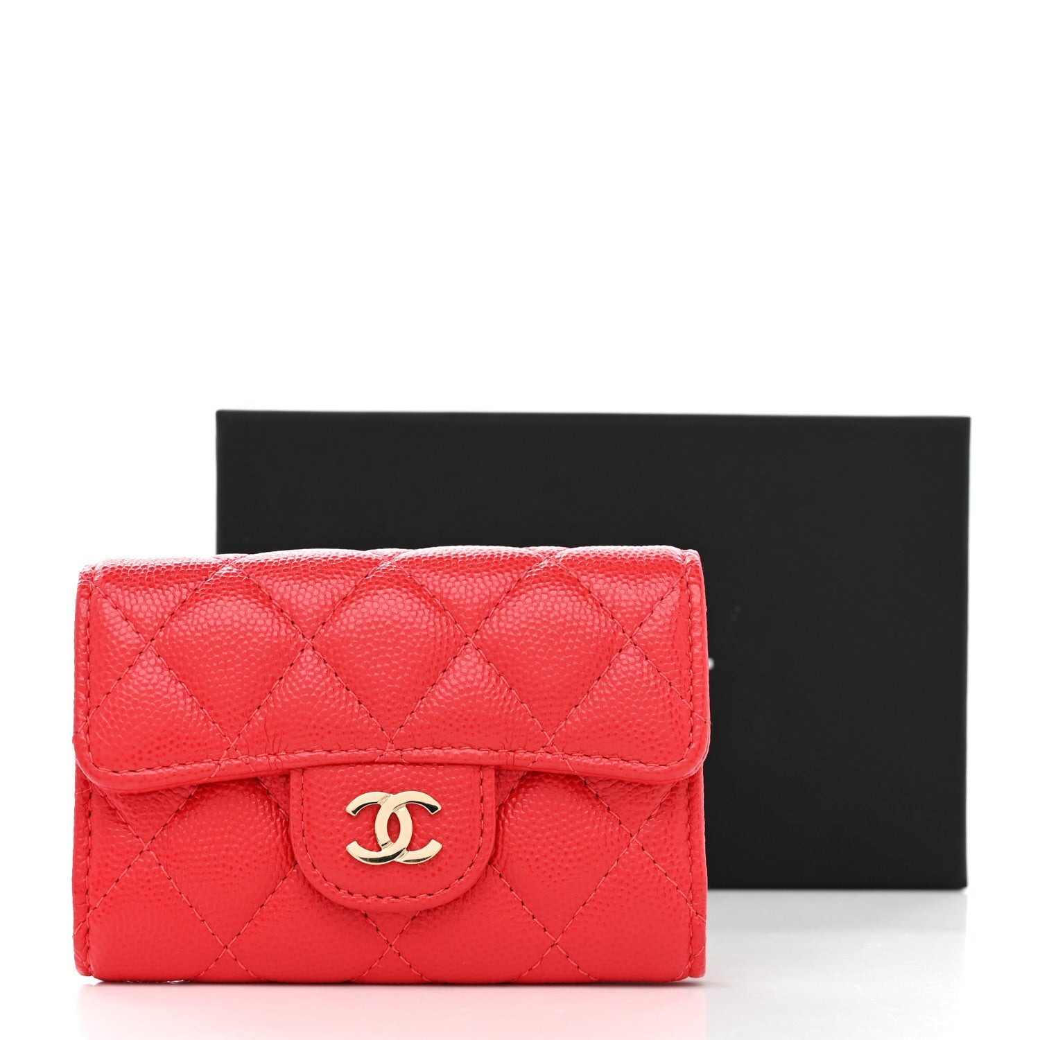 Caviar Quilted Classic 4 Key Holder Wallet Red