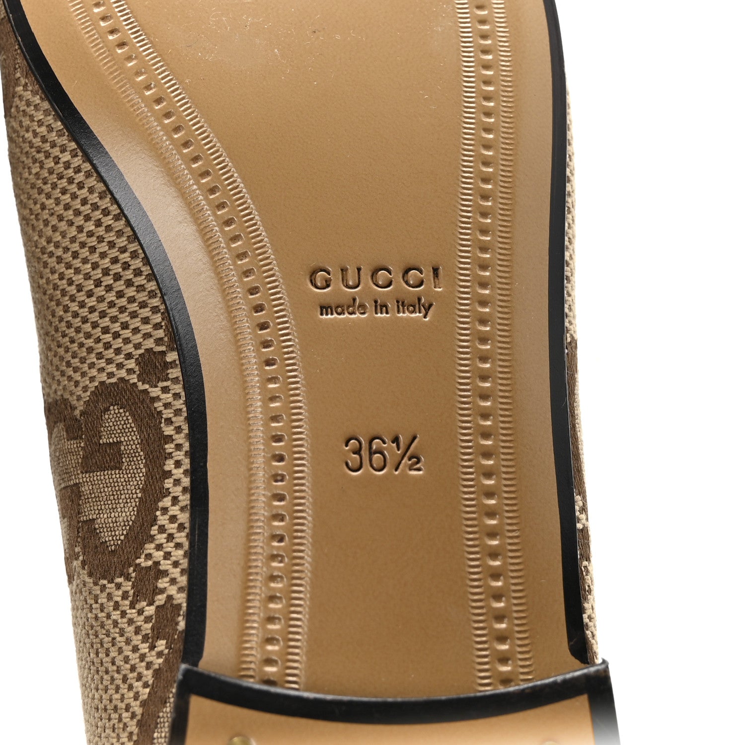 Monogram Jumbo GG Malaga Kid Horsebit Womens Jordaan Loafers 36.5 Camel Ebony New Acero Beige