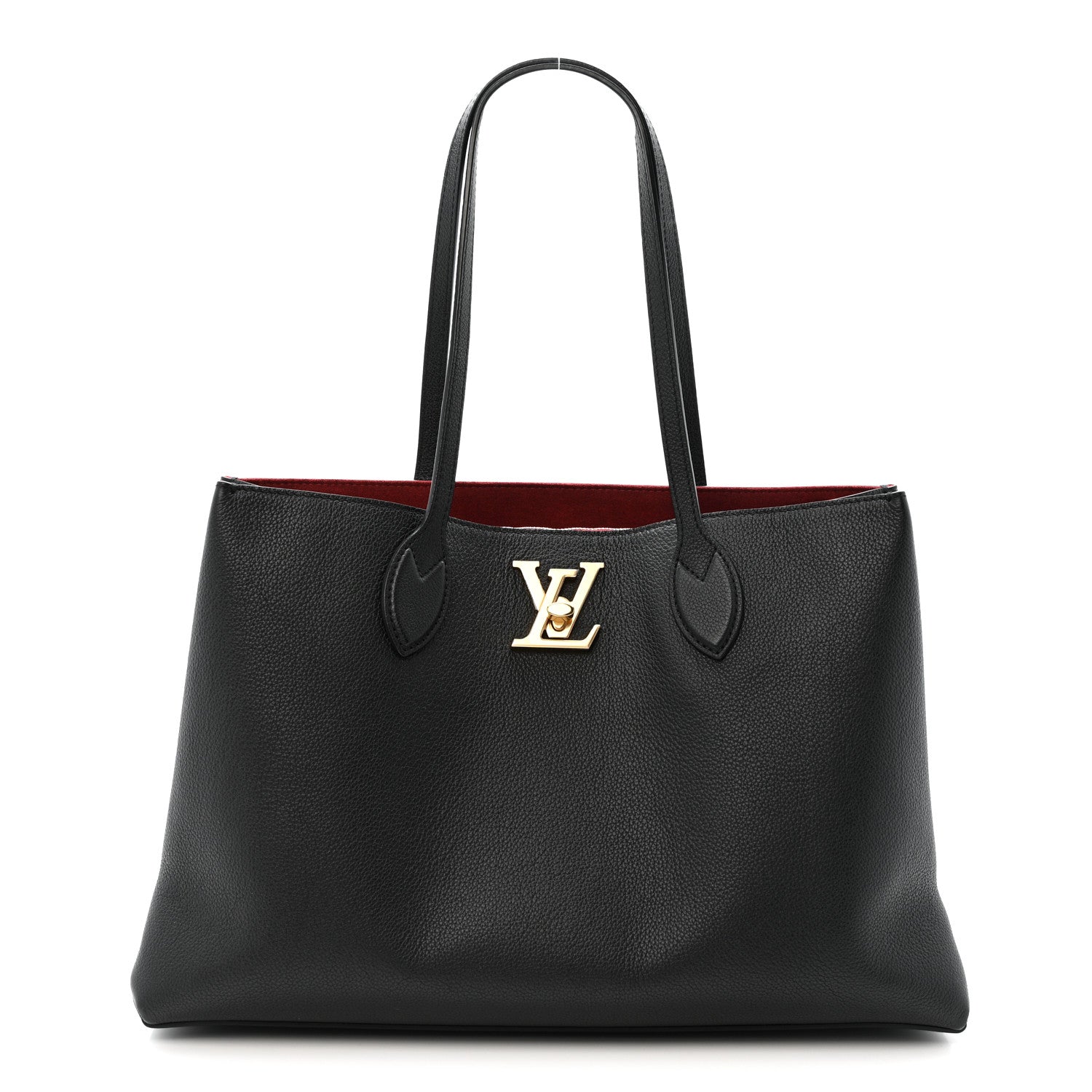 Grained Calfskin Lockme Shopper Black