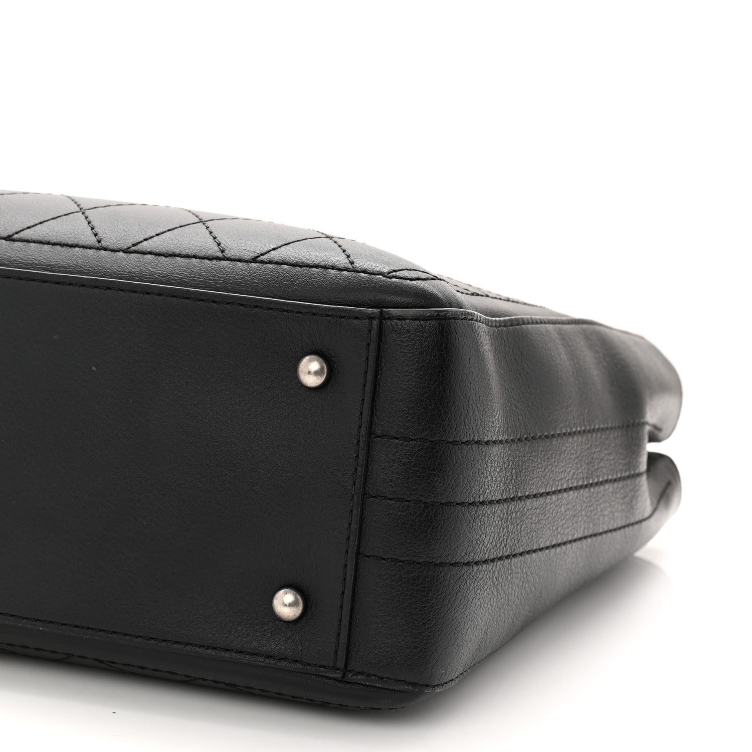 Bullskin Stitched Bi-Color Large Shopping Black