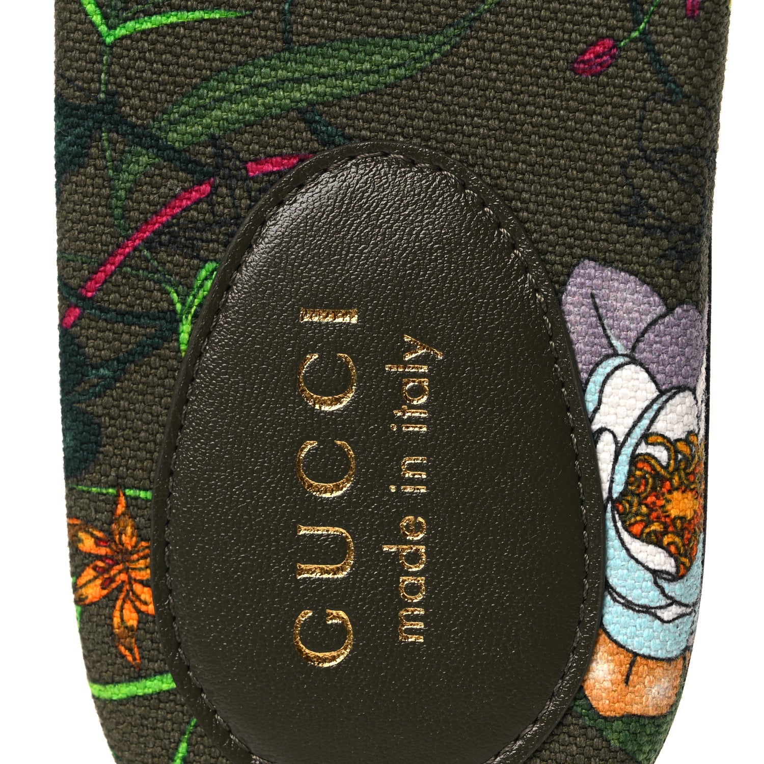 Canvas Flora Floral Horsebit Slide Sandals 36 Green