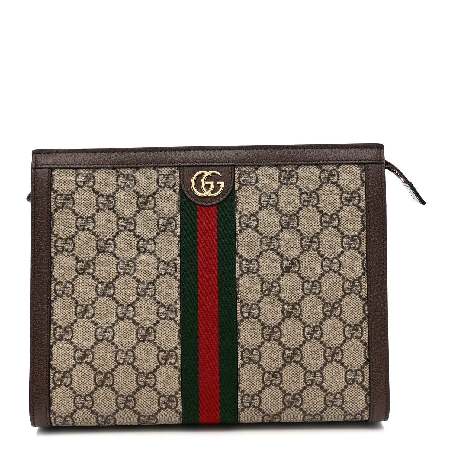 GG Supreme Monogram Web Ophidia Pouch Brown