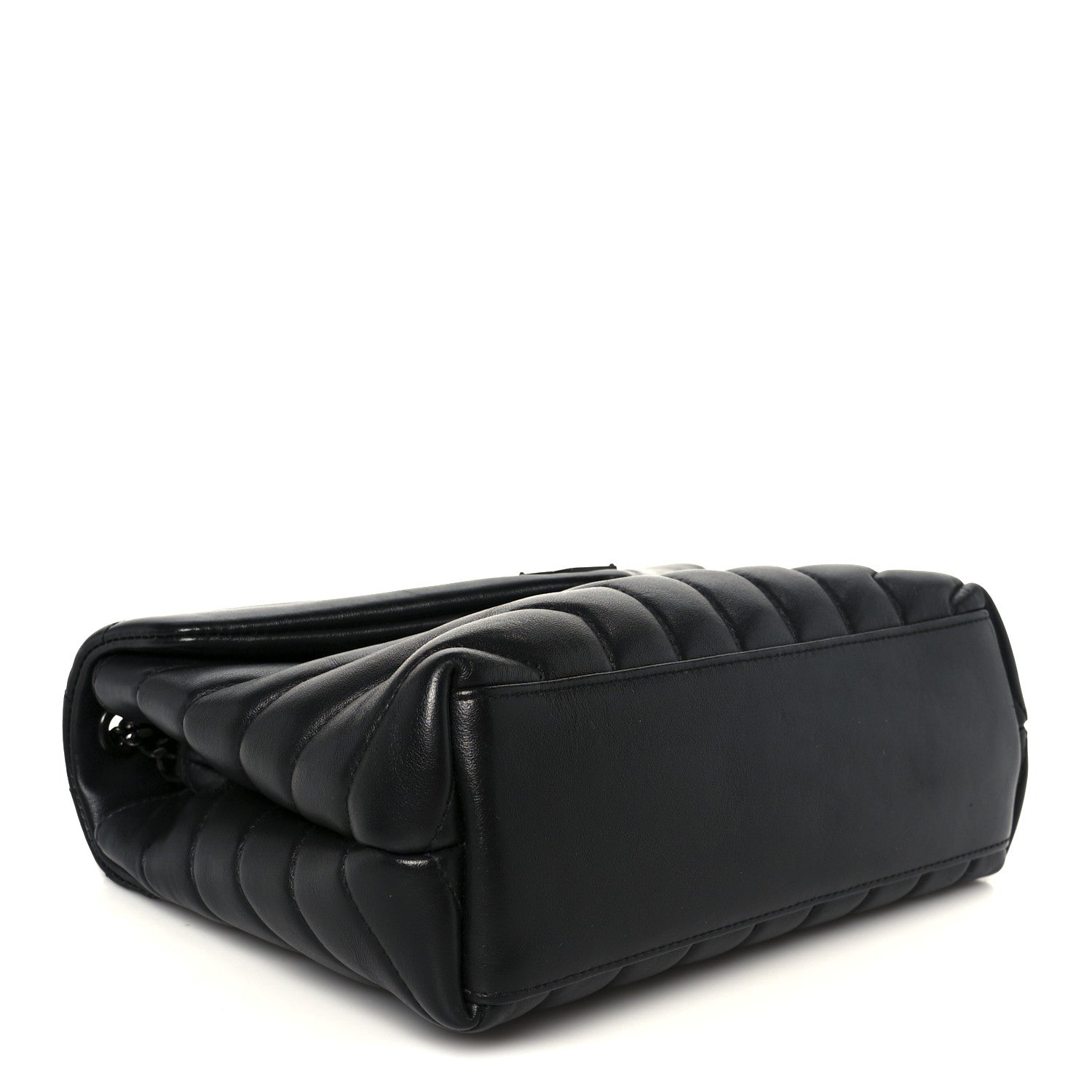 Calfskin Y Quilted Monogram Monochrome Small Loulou Chain Satchel Black