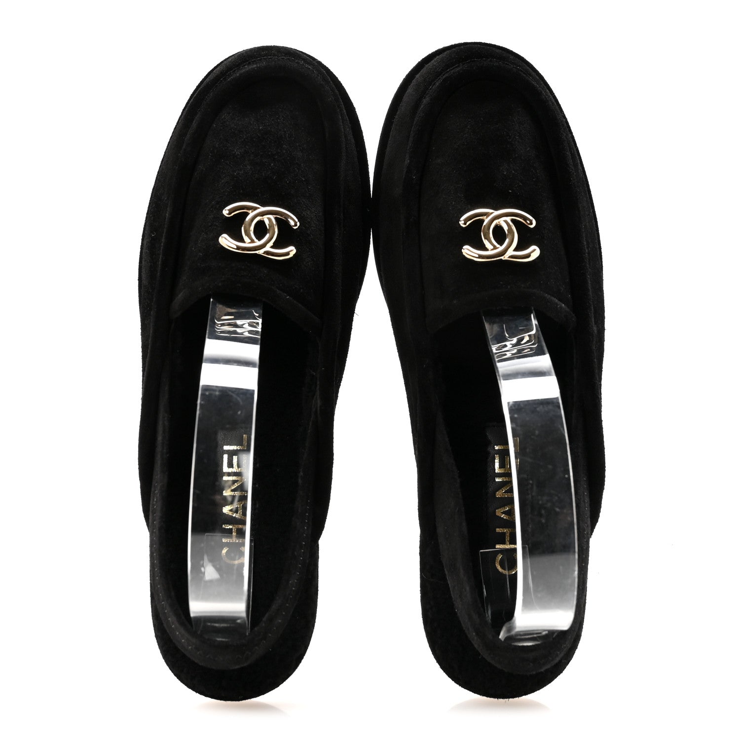 Suede Calfskin CC Slingback Loafers 39 Black