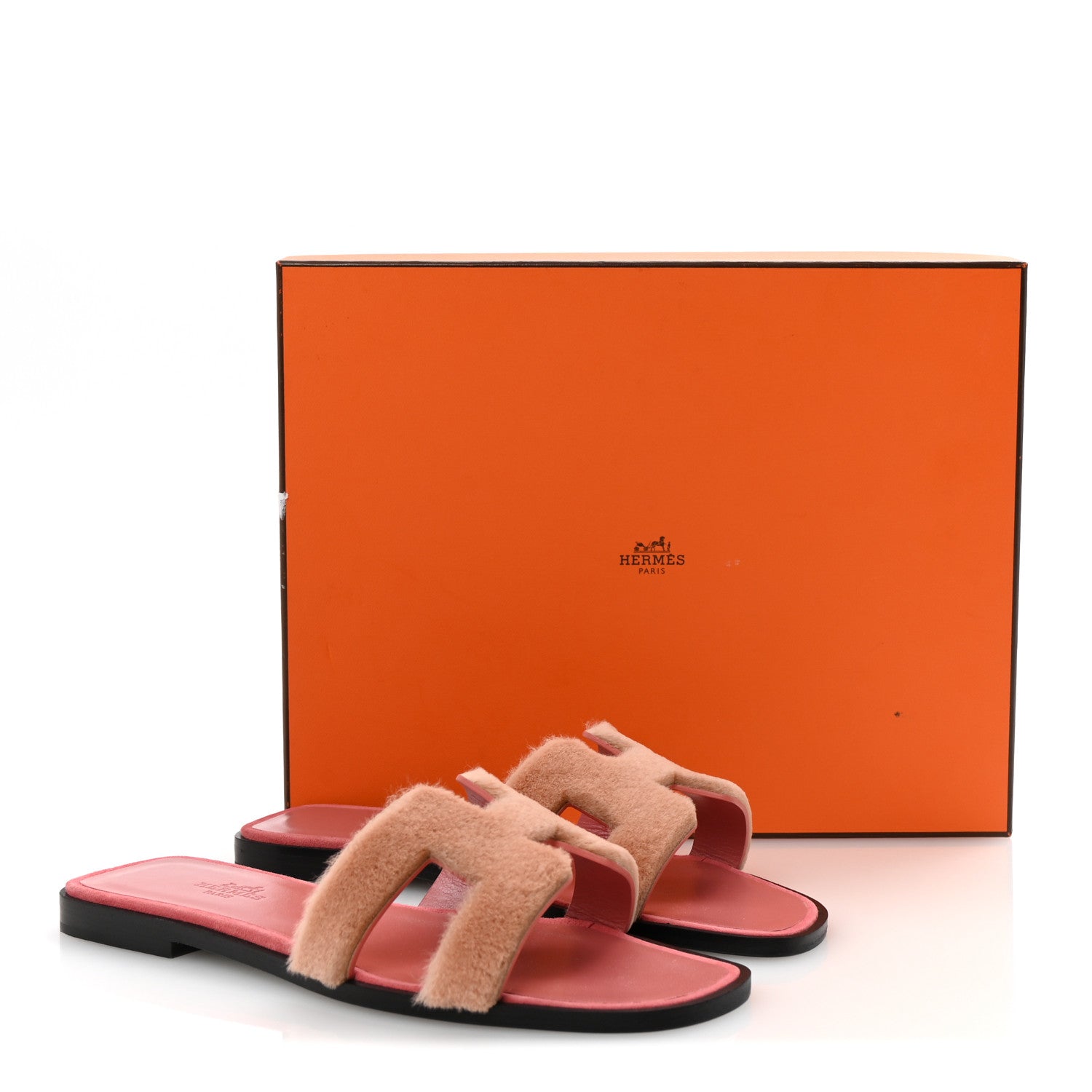 Mink Fur Oran Sandals 36 Blush Gris Fume