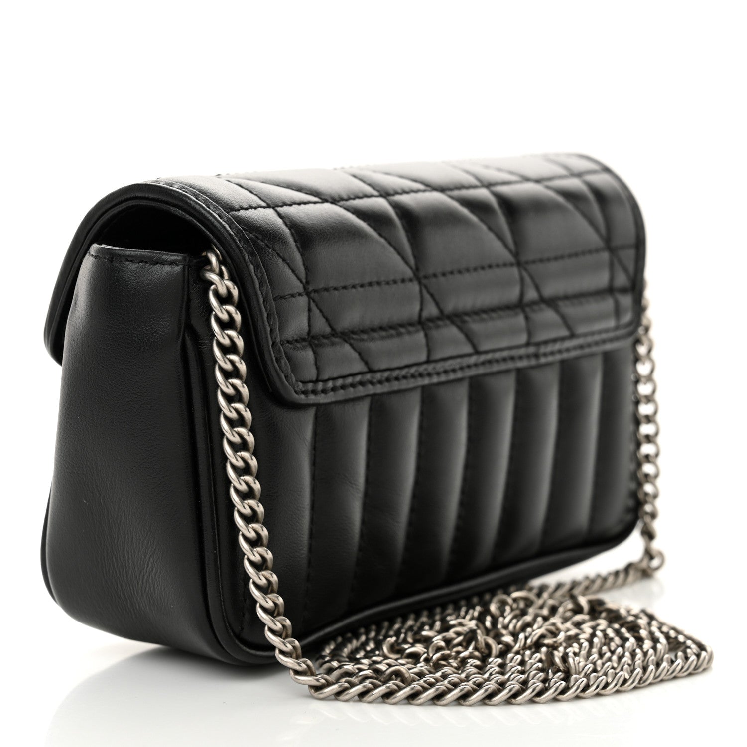 Calfskin Matelasse Aria Super Mini GG Marmont Shoulder Bag Black