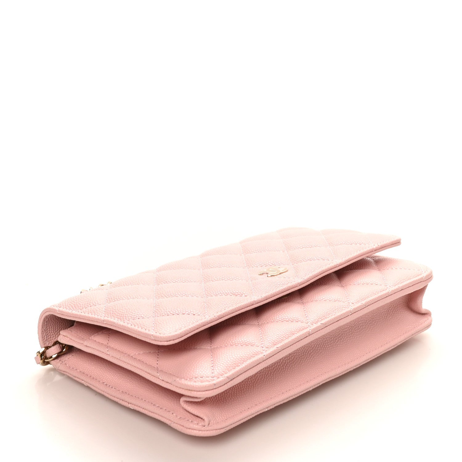 Caviar Quilted Wallet on Chain WOC Light Pink