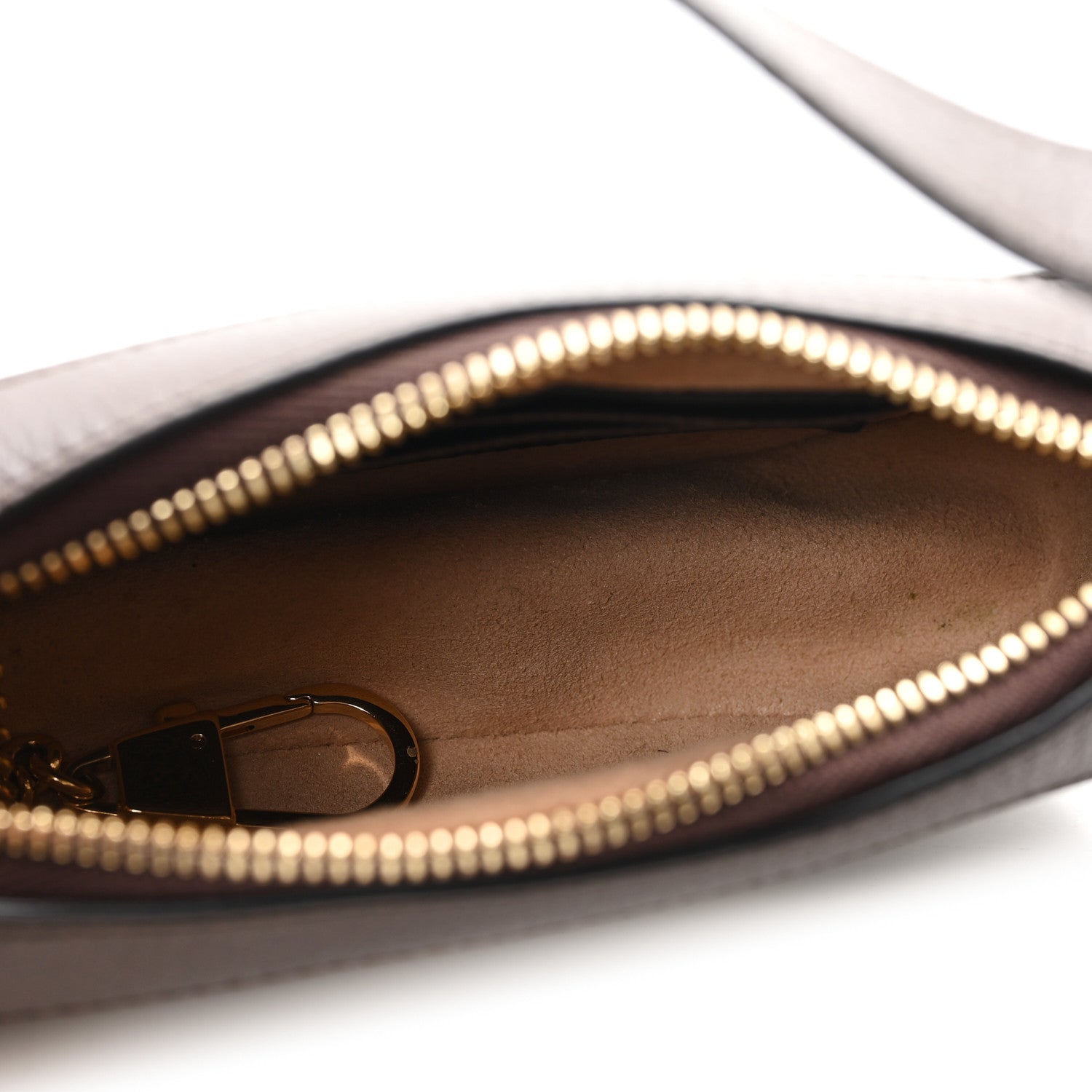 GG Supreme Monogram Textured Calfskin Web Mini Ophidia Half Moon Hobo Beige Ebony New Acero