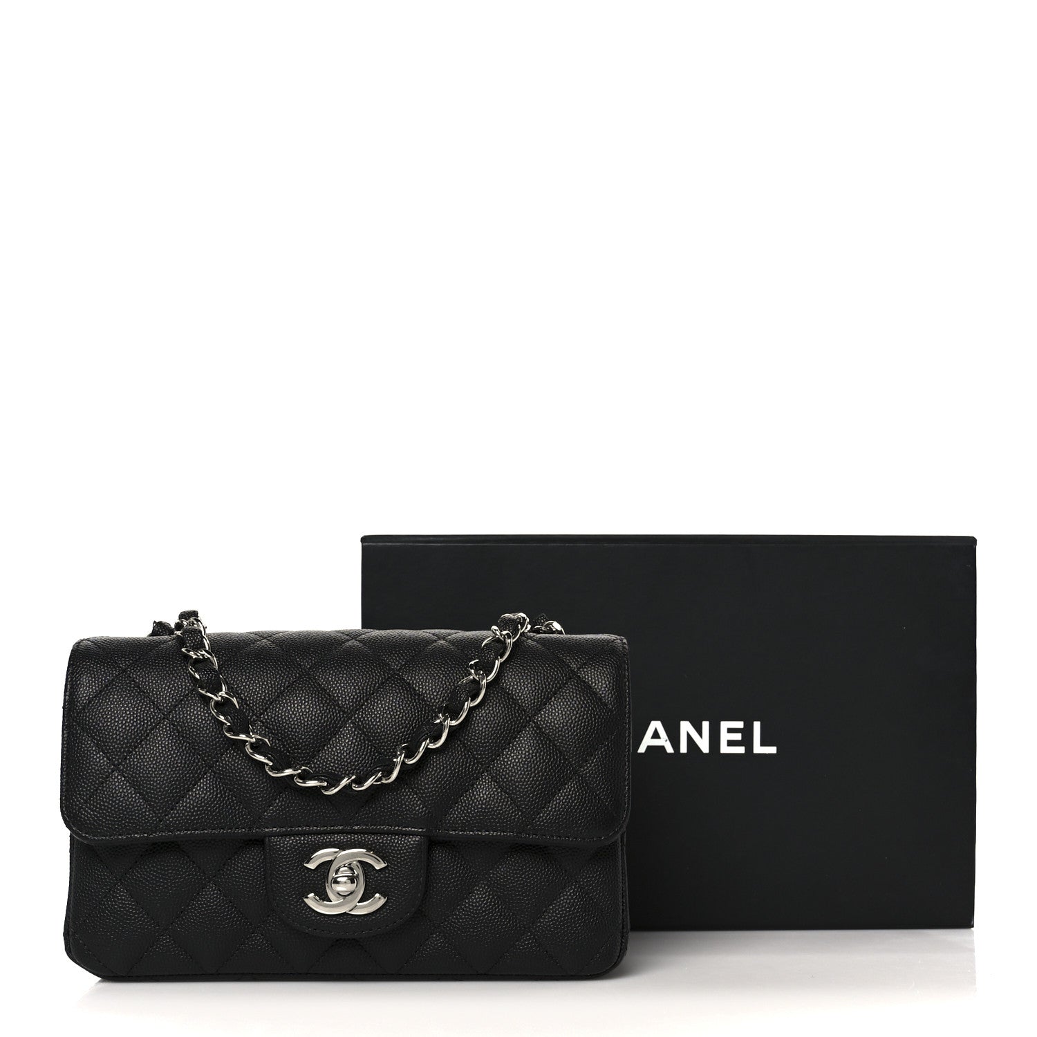 Caviar Quilted Mini Rectangular Flap Black
