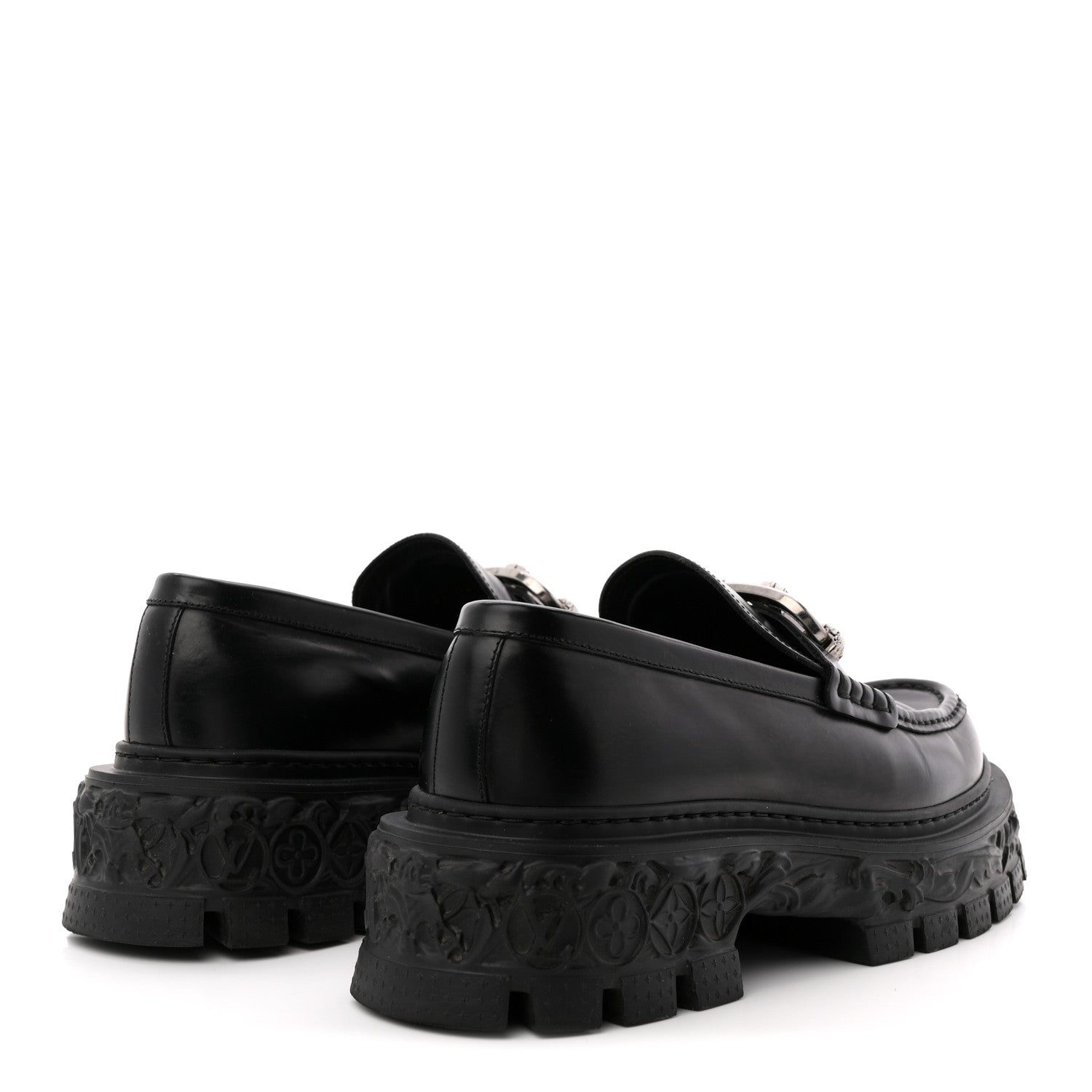 Calfskin Baroque Mens LV Loafers 8 Black