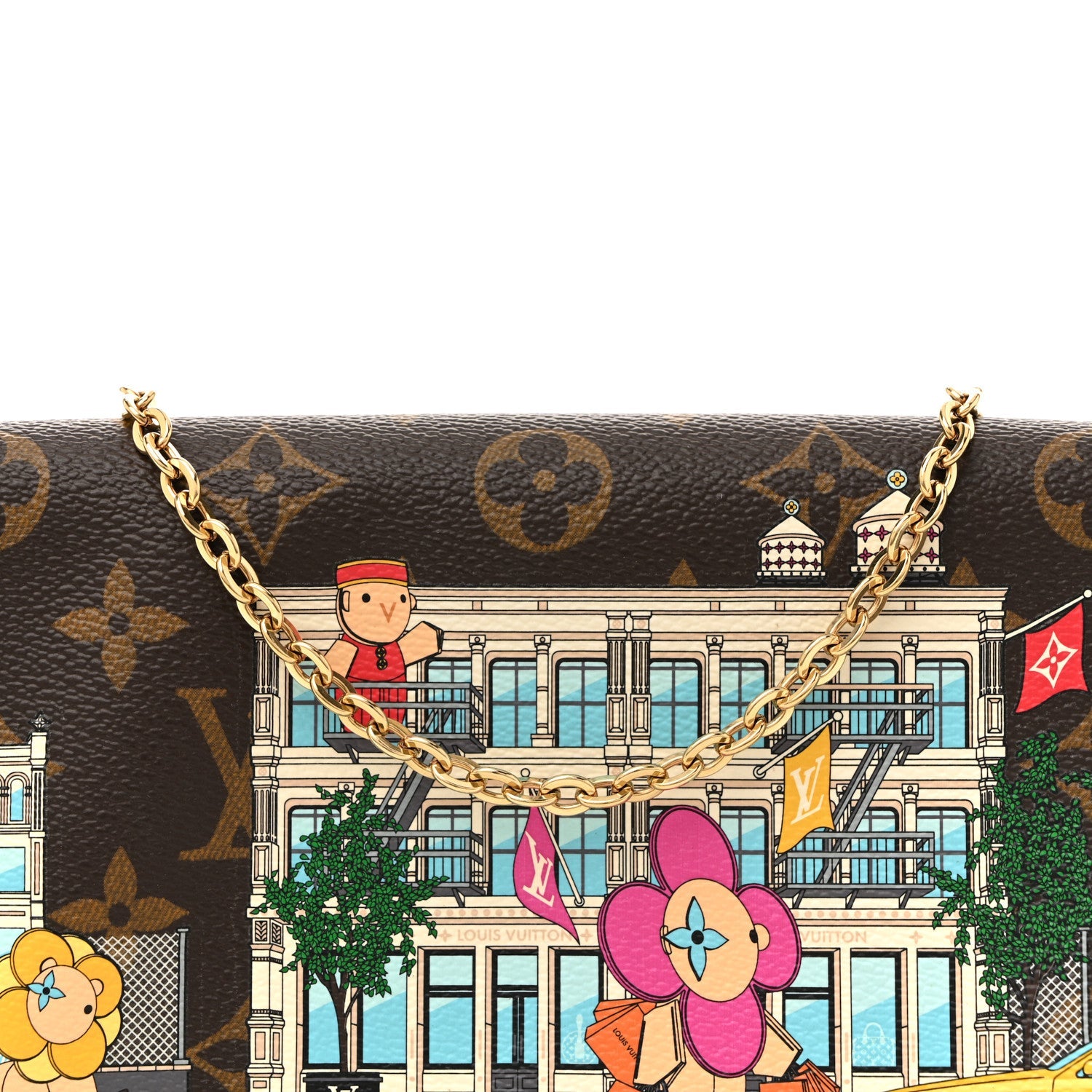 Monogram 2022 Christmas Animation New York Soho Pochette Felicie Chain Wallet Yellow