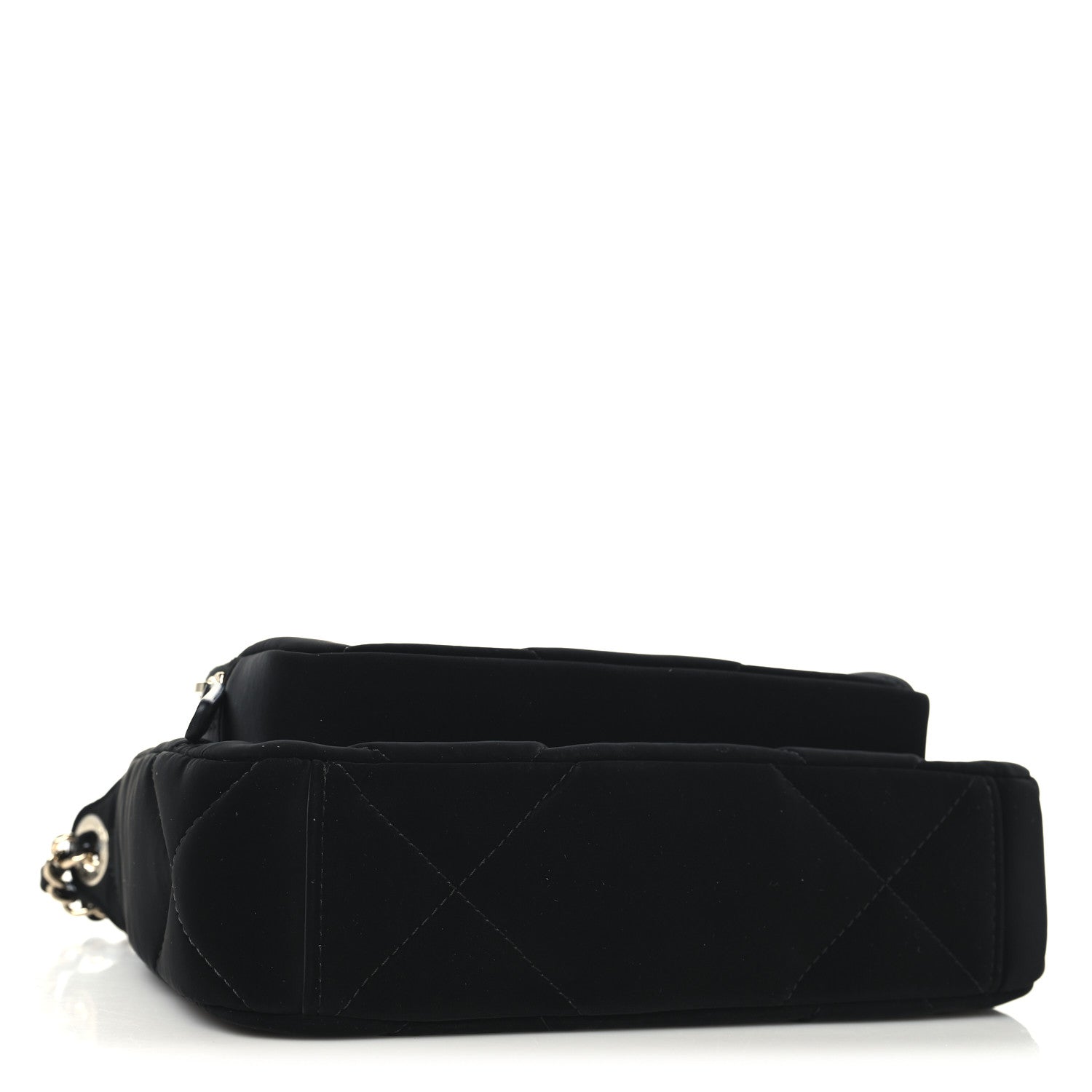 Velvet Effect Nylon Shiny Crumpled Calfskin Quilted Chanel 25 Clutch With Chain Black