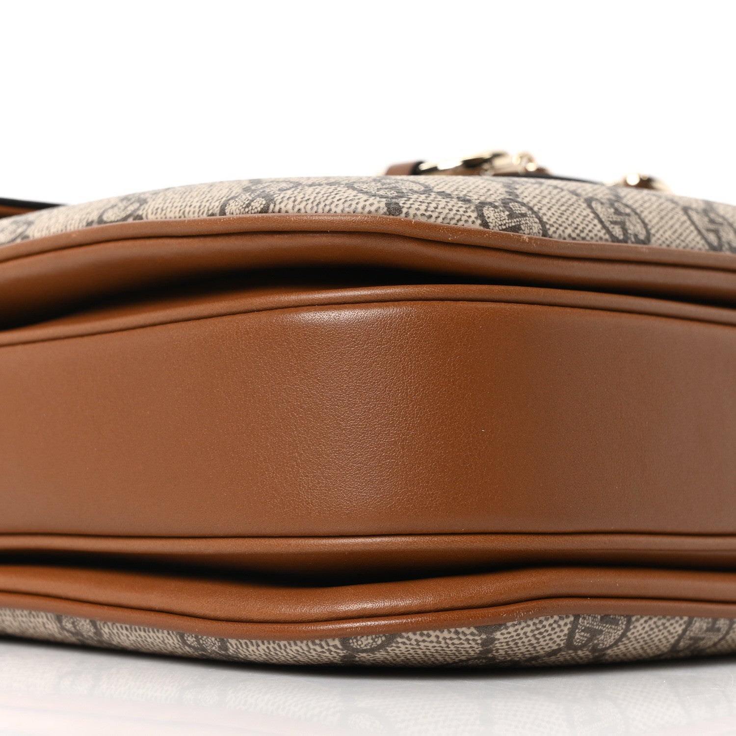 GG Supreme Monogram Horsebit 1955 Soft Small Shoulder Bag Beige Brown Sugar