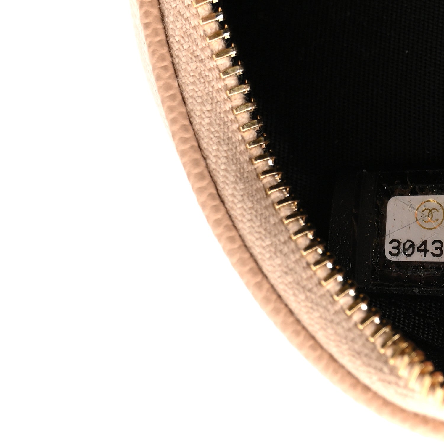 Caviar Quilted Round Filigree Crossbody Beige Black