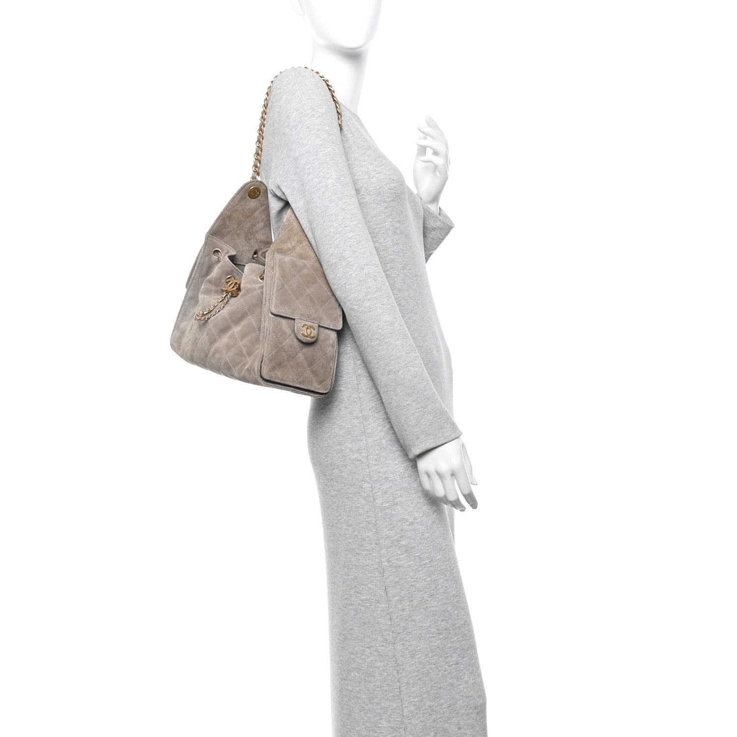 Suede Quilted Small Chanel 25 Handbag Dark Grey