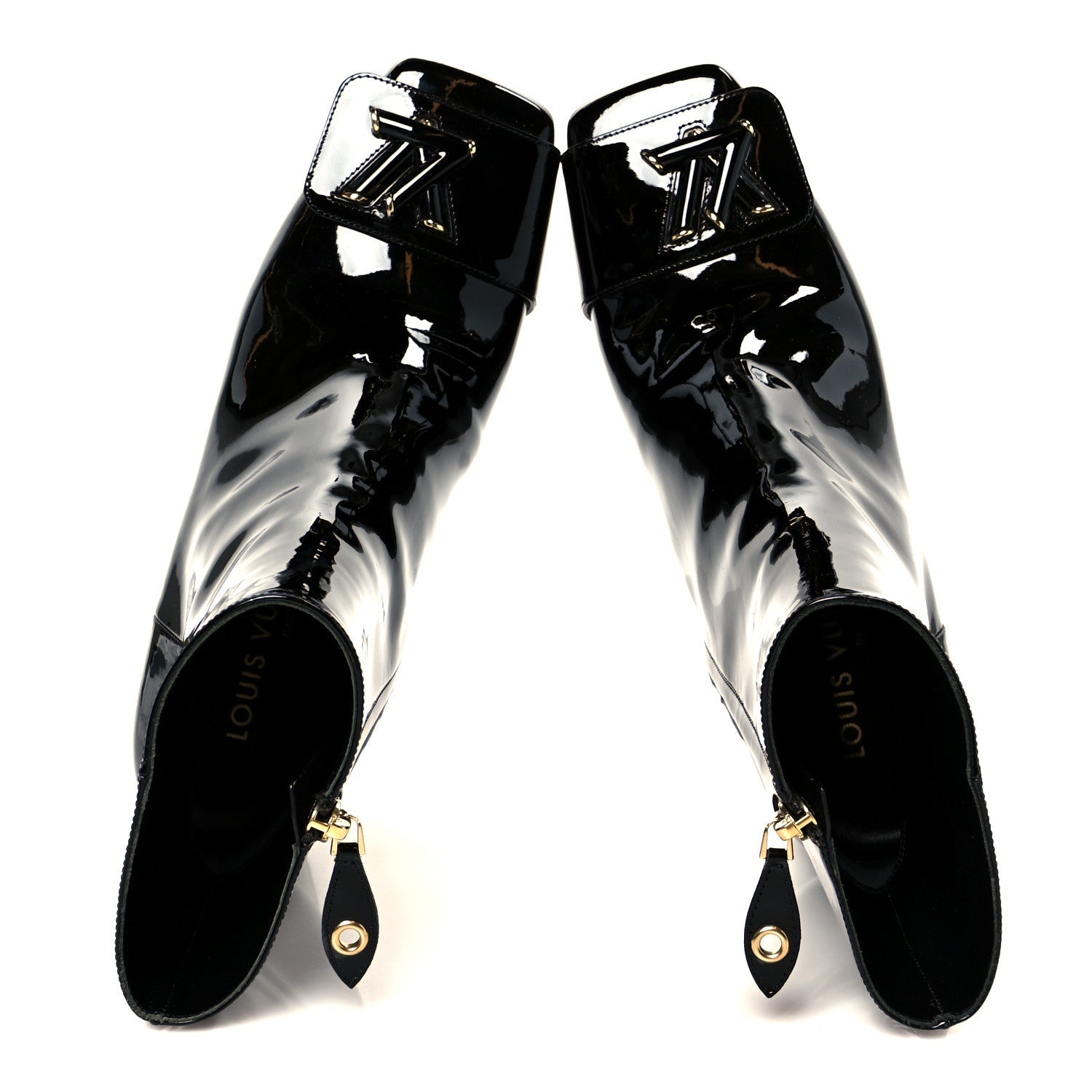 Patent Calfskin Shake Ankle Boots 38 Black