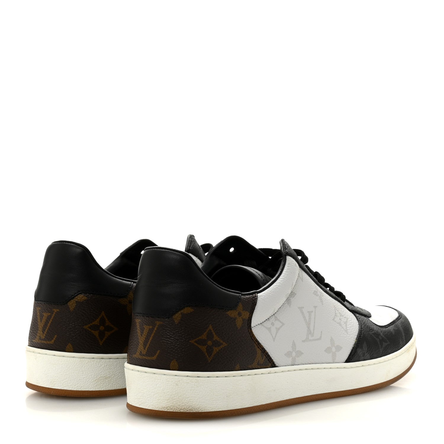 Calfskin Monogram Mens Rivoli Sneakers 9 White Black