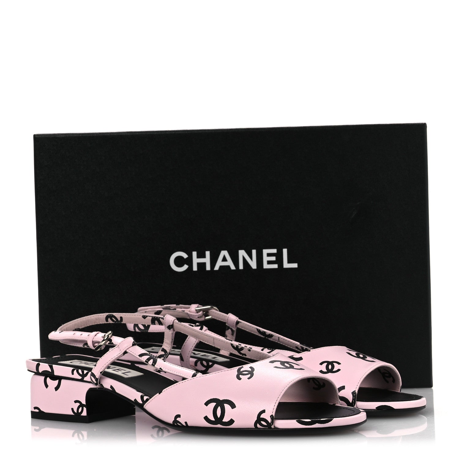 Printed Lambskin Coco Beach Sligback Sandals 40 Light Pink Black