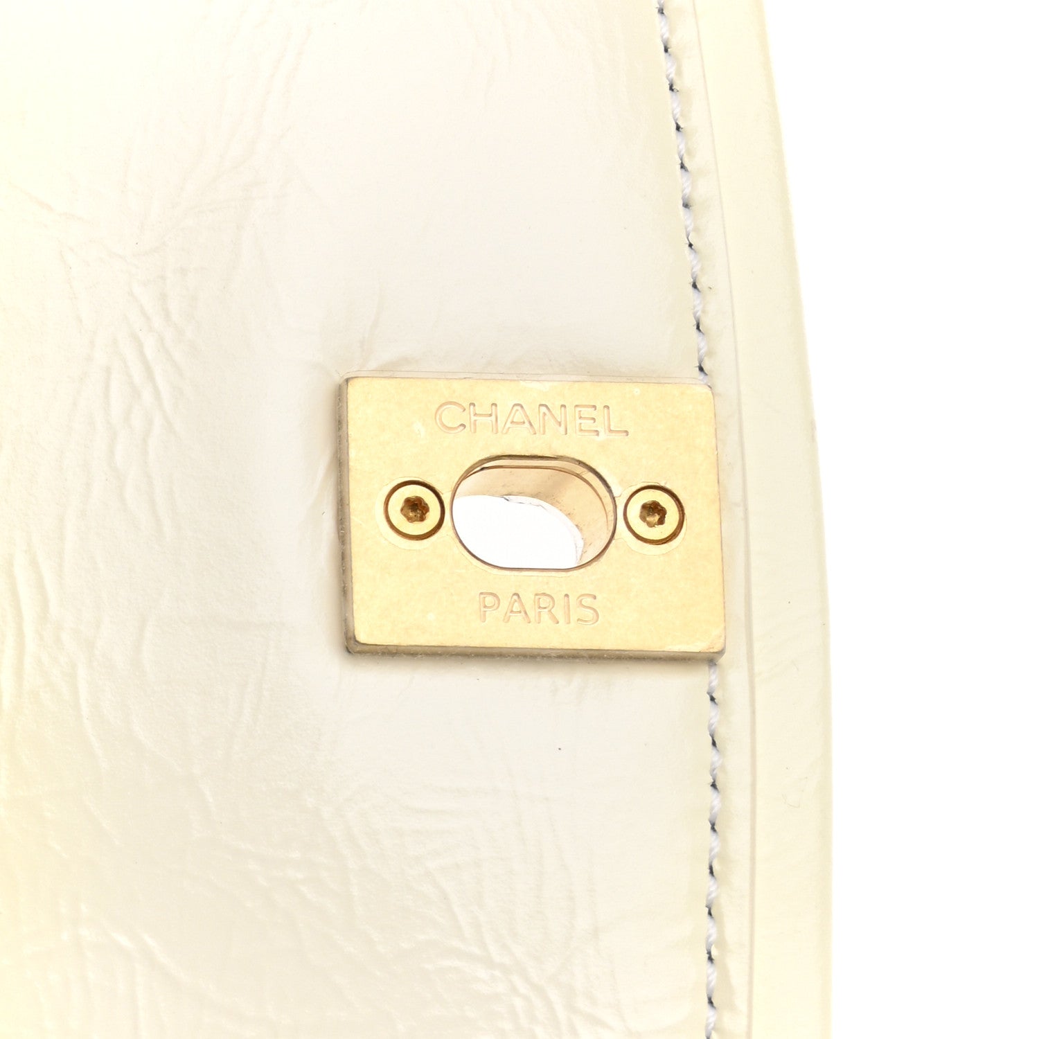 Lambskin Patent Quilted Small La Parisienne Top Handle Flap White