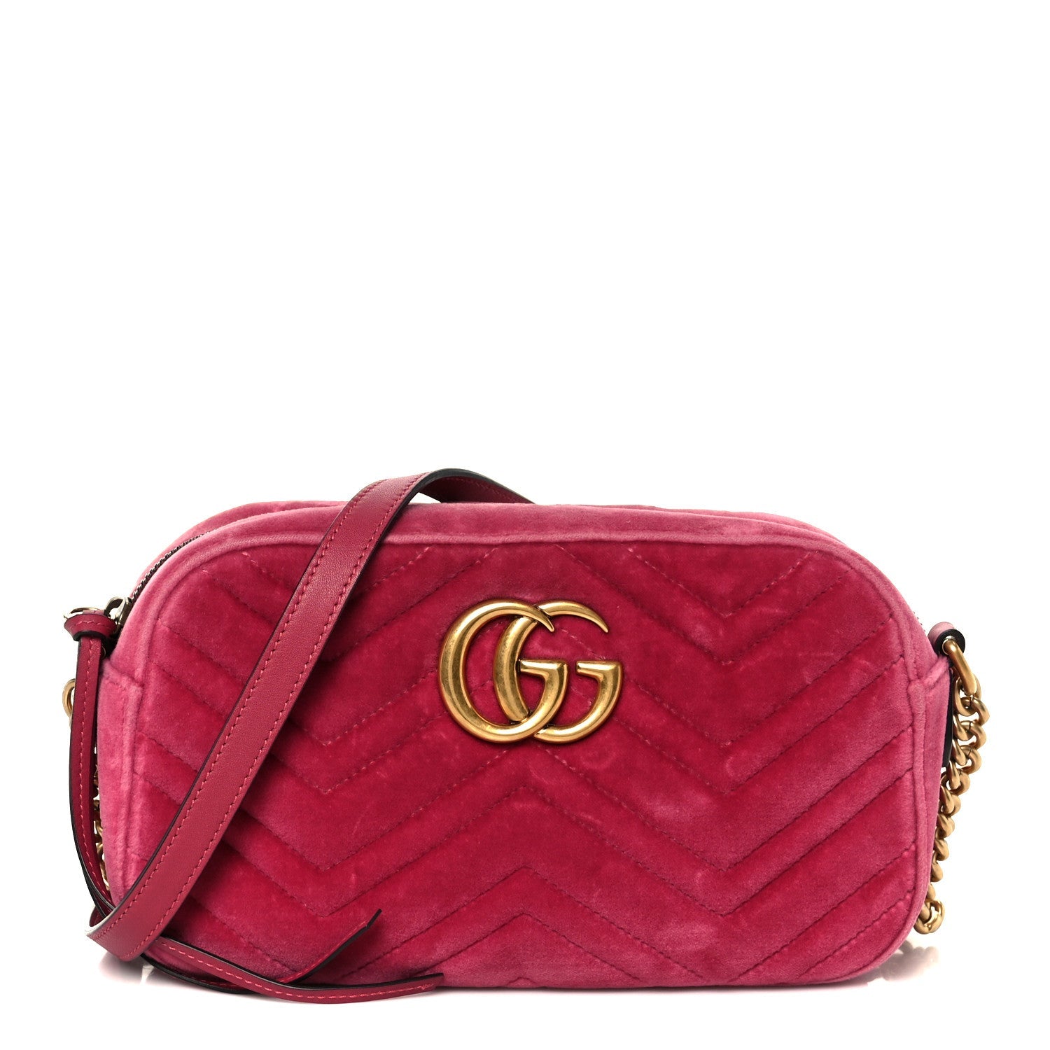 Velvet Matelasse Small GG Marmont Chain Shoulder Bag Light Raspberry Rose