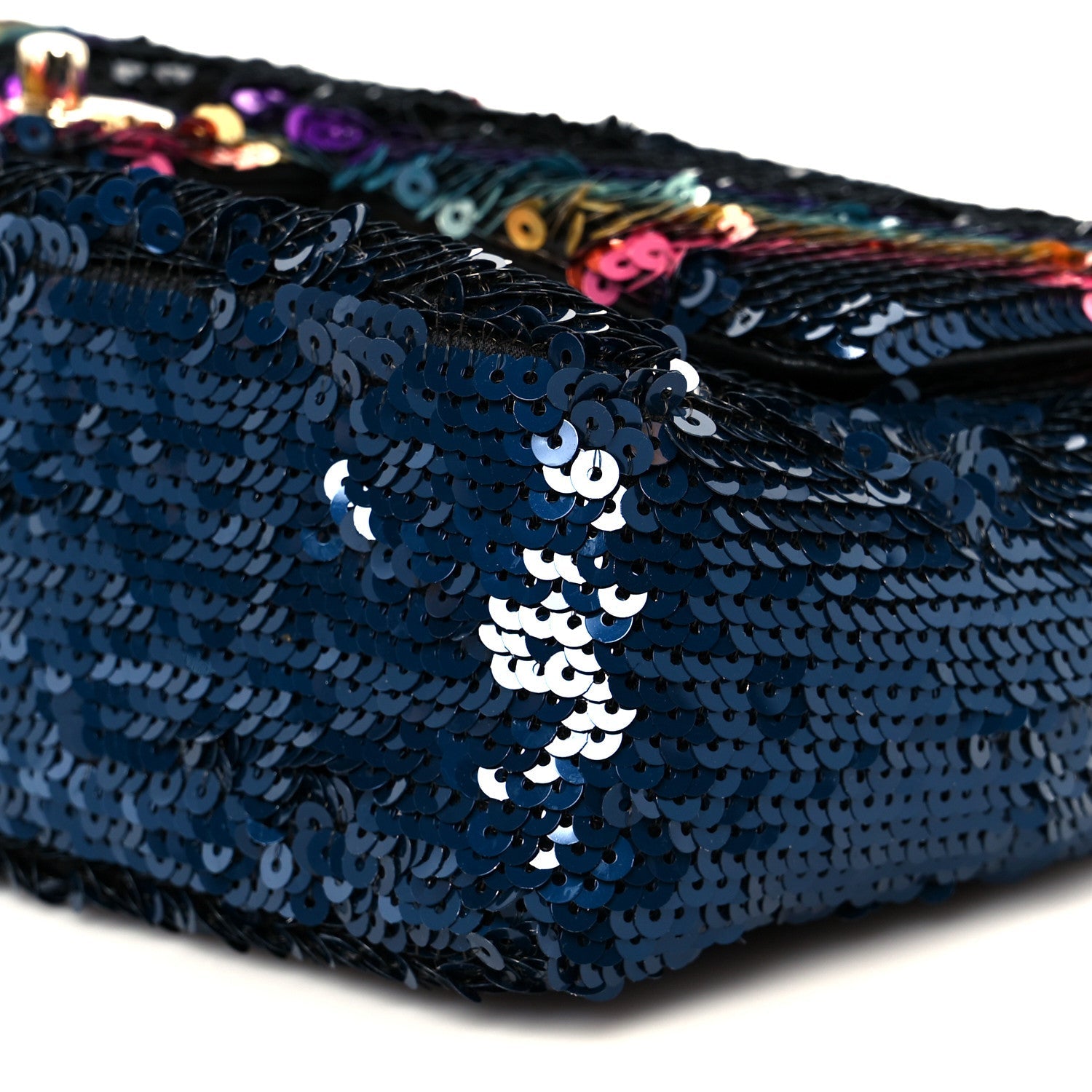 Sequin Medium Single Flap Blue Black Multicolor