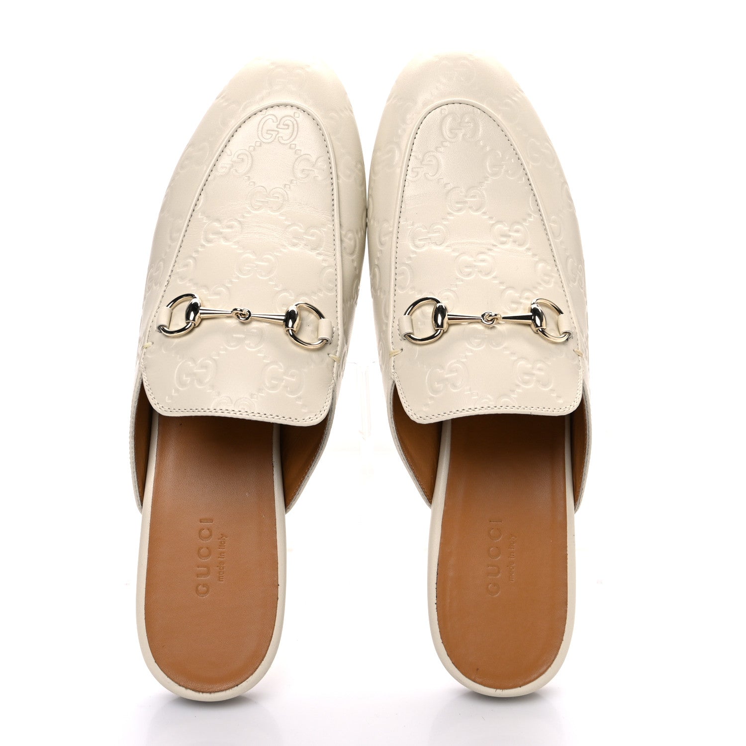Glamour Calfskin Guccissima Womens Princetown Slippers 39.5 Mystic White