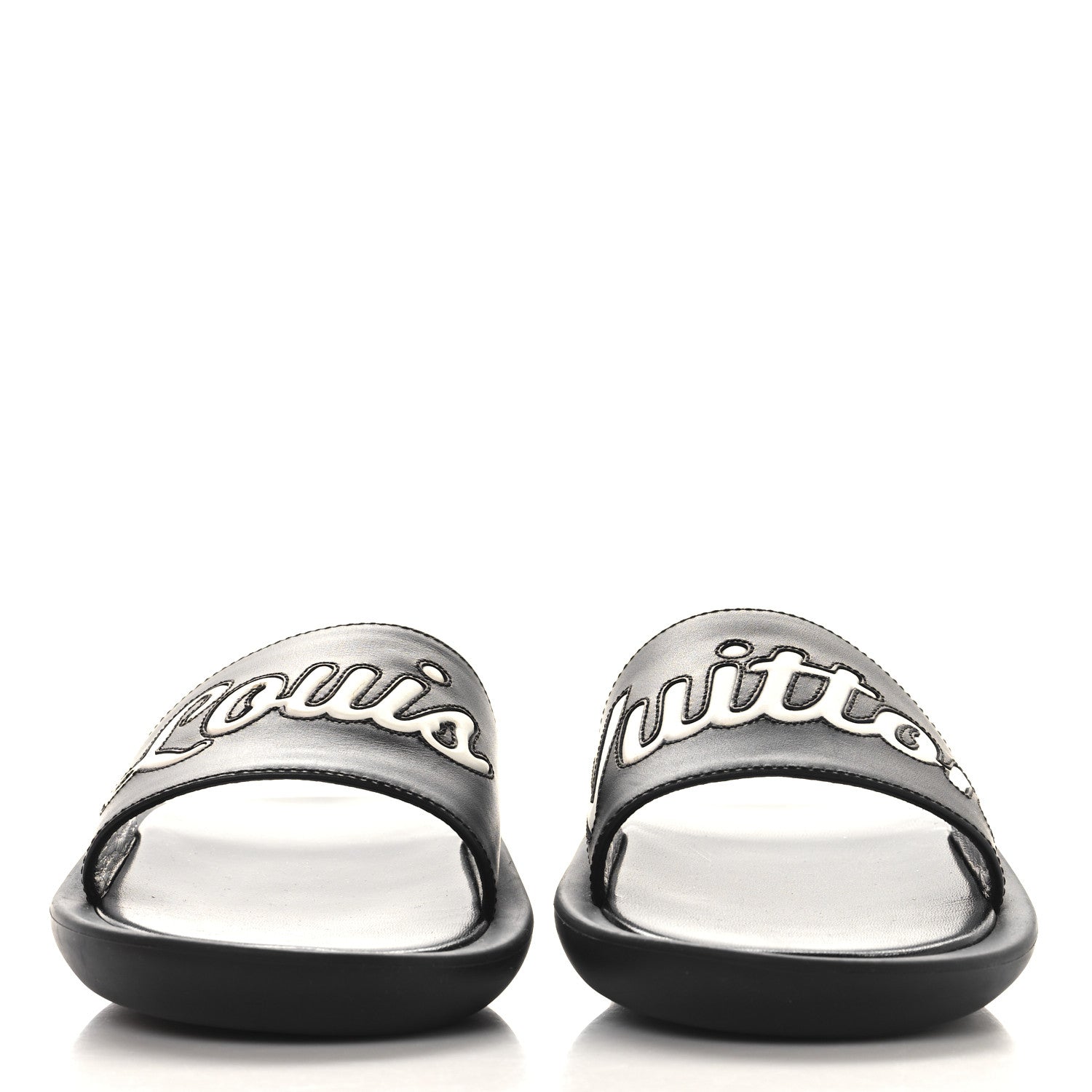Calfskin Logo Sunbath Slide Sandals 38 Black