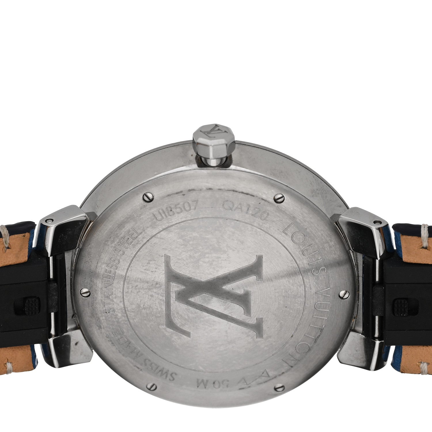 Stainless Steel Monogram 39mm Tambour Slim Quartz Watch Ombre Blue