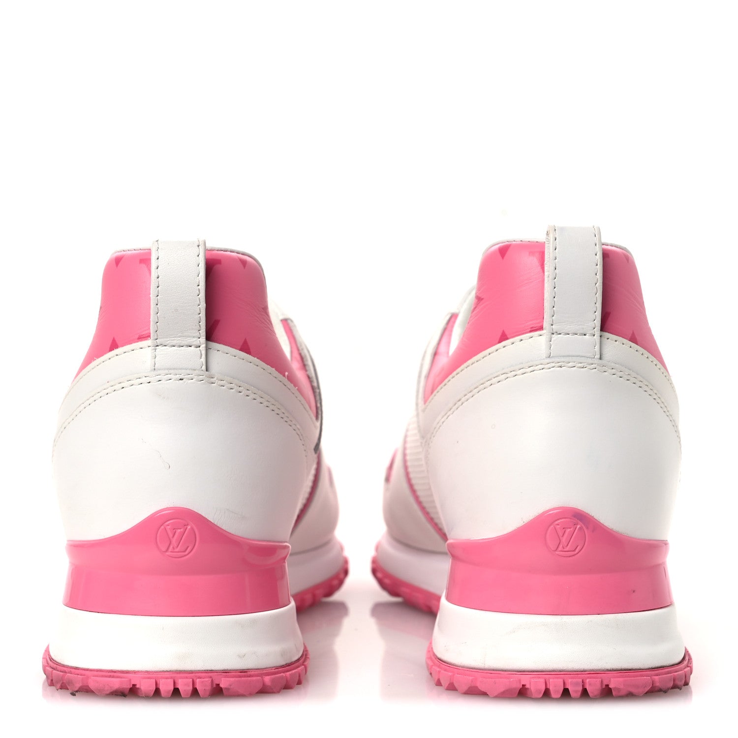 Calfskin Monogram Run Away Sneakers 38.5 White Pink
