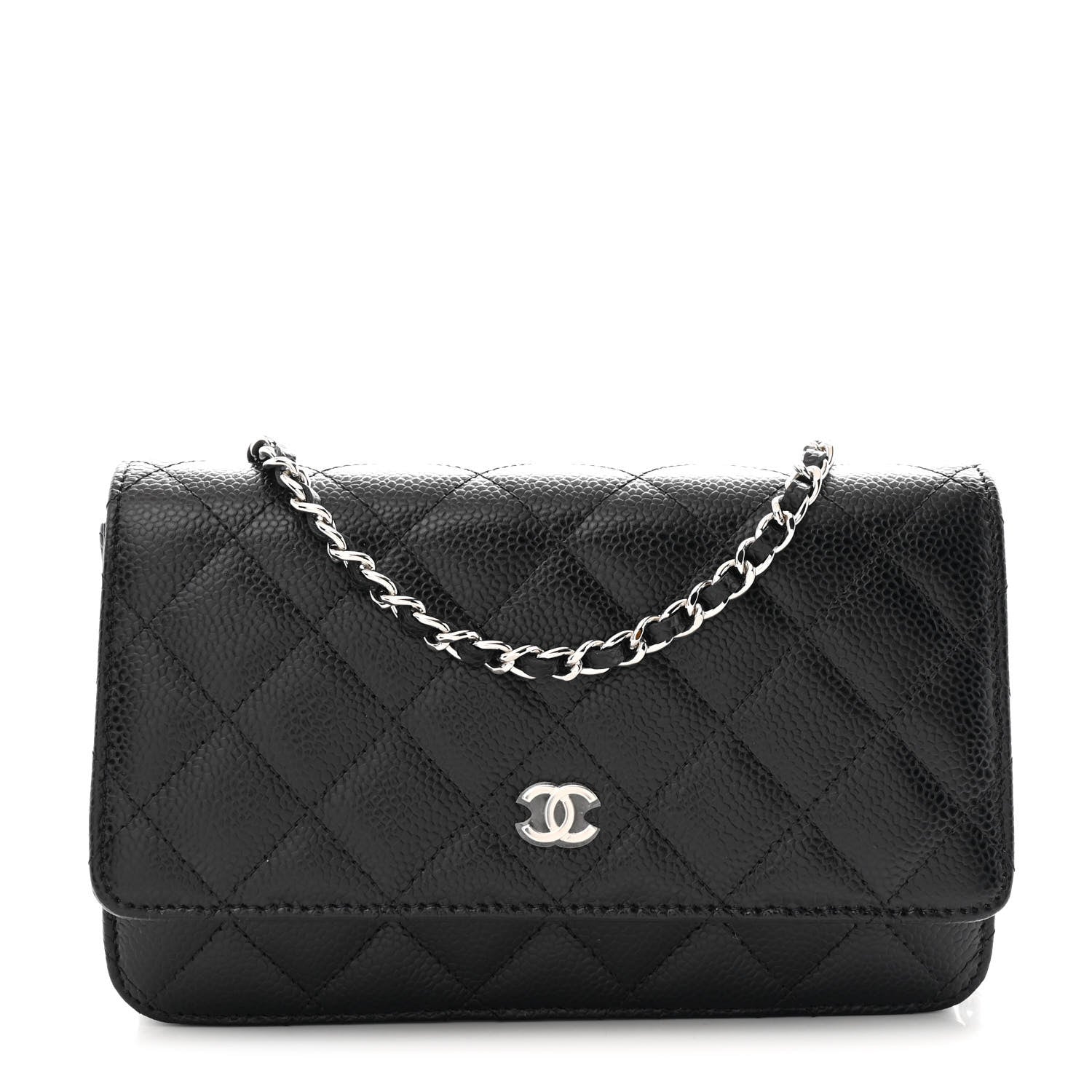 Caviar Quilted Wallet on Chain WOC Black